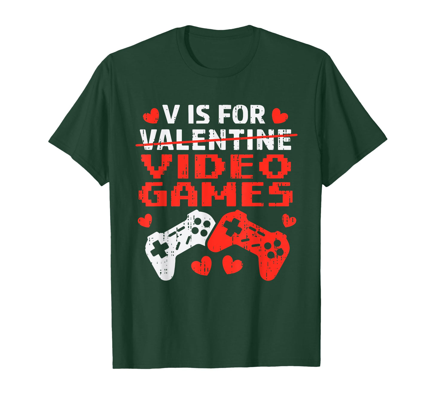 Valentines Day V Is For Video Games Controllers Teen Boy Kid T-Shirt