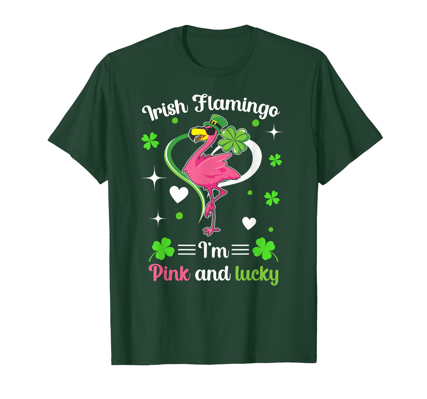 Lucky Irish Flamingo St Patricks Day Flocking Flamingo T-Shirt