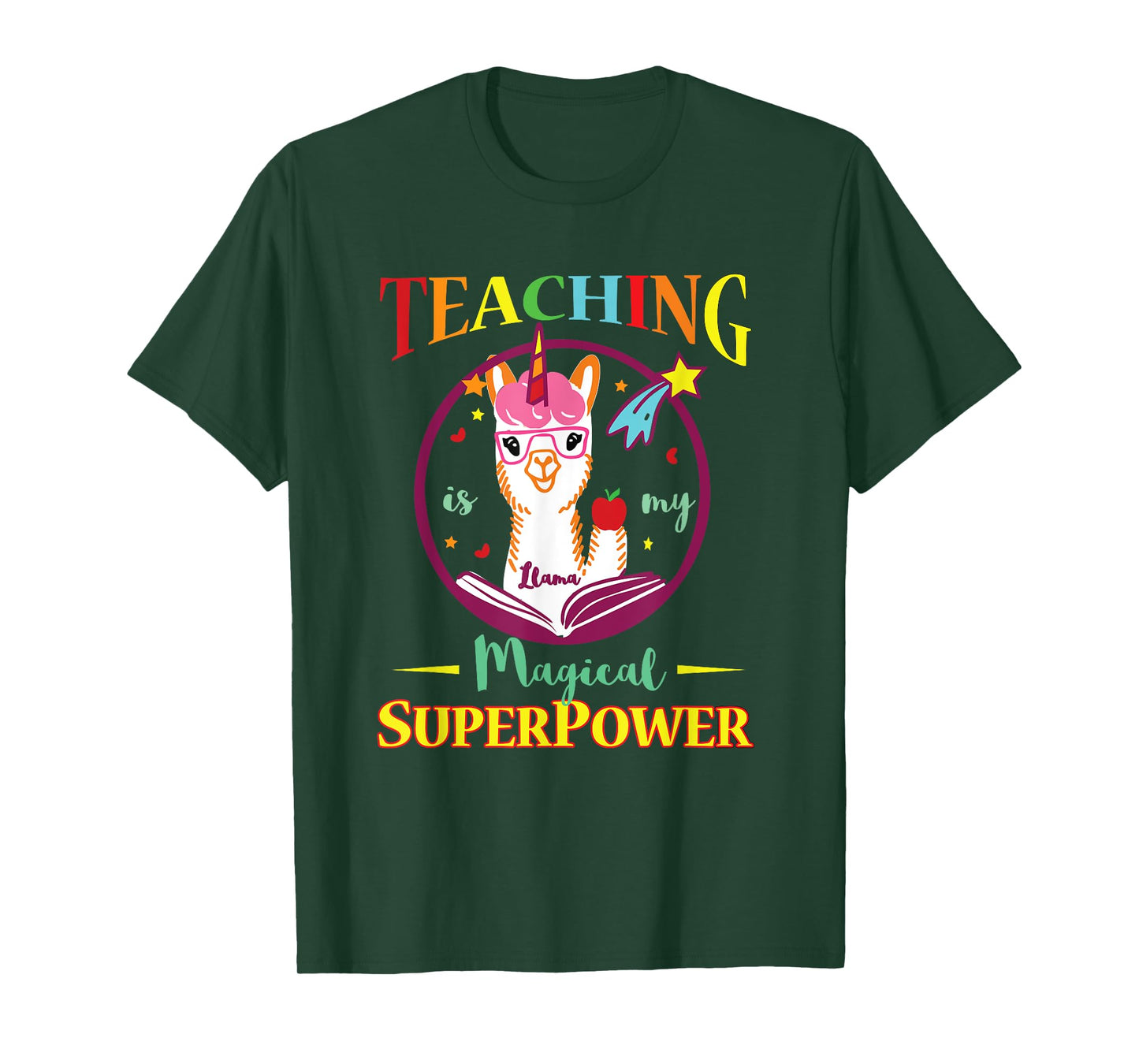 Teaching Is Magical Superpower Llama Teacher Men Women T-Shirt