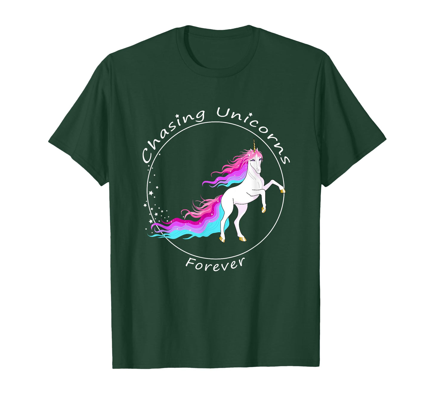 Chasing Unicorns T-Shirt: Rainbow Unicorn Birthday Girl Gift