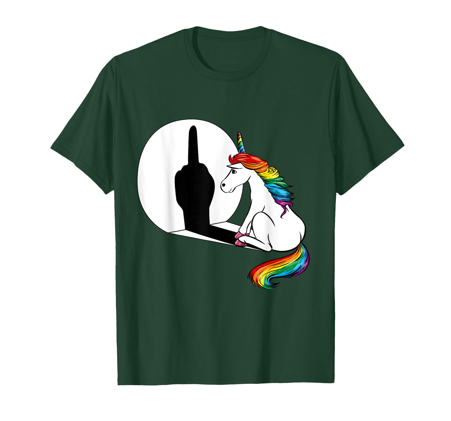 Unicorn Sarcasm Funny Shadow Unicorn Middle Finger T-Shirt