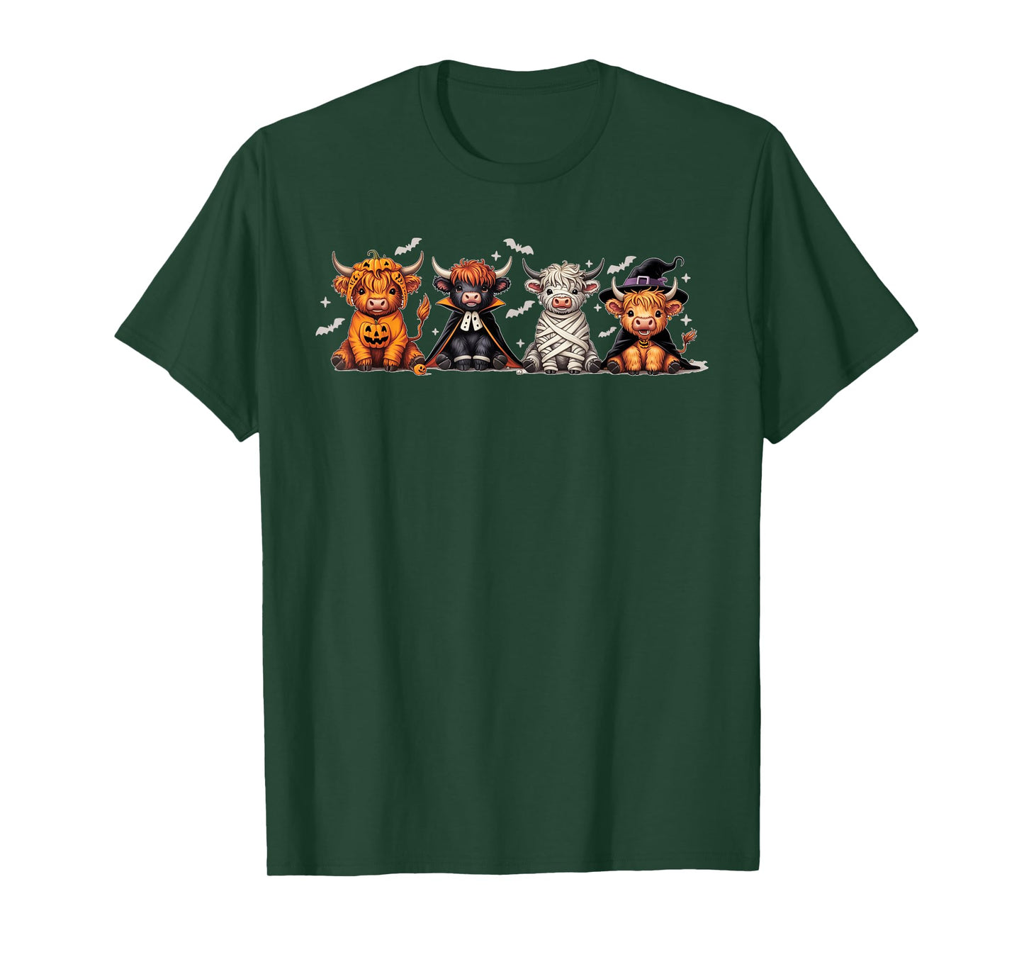 Spooky Halloween Highland Cow Counted Cross Stitch Pattern T-Shirt