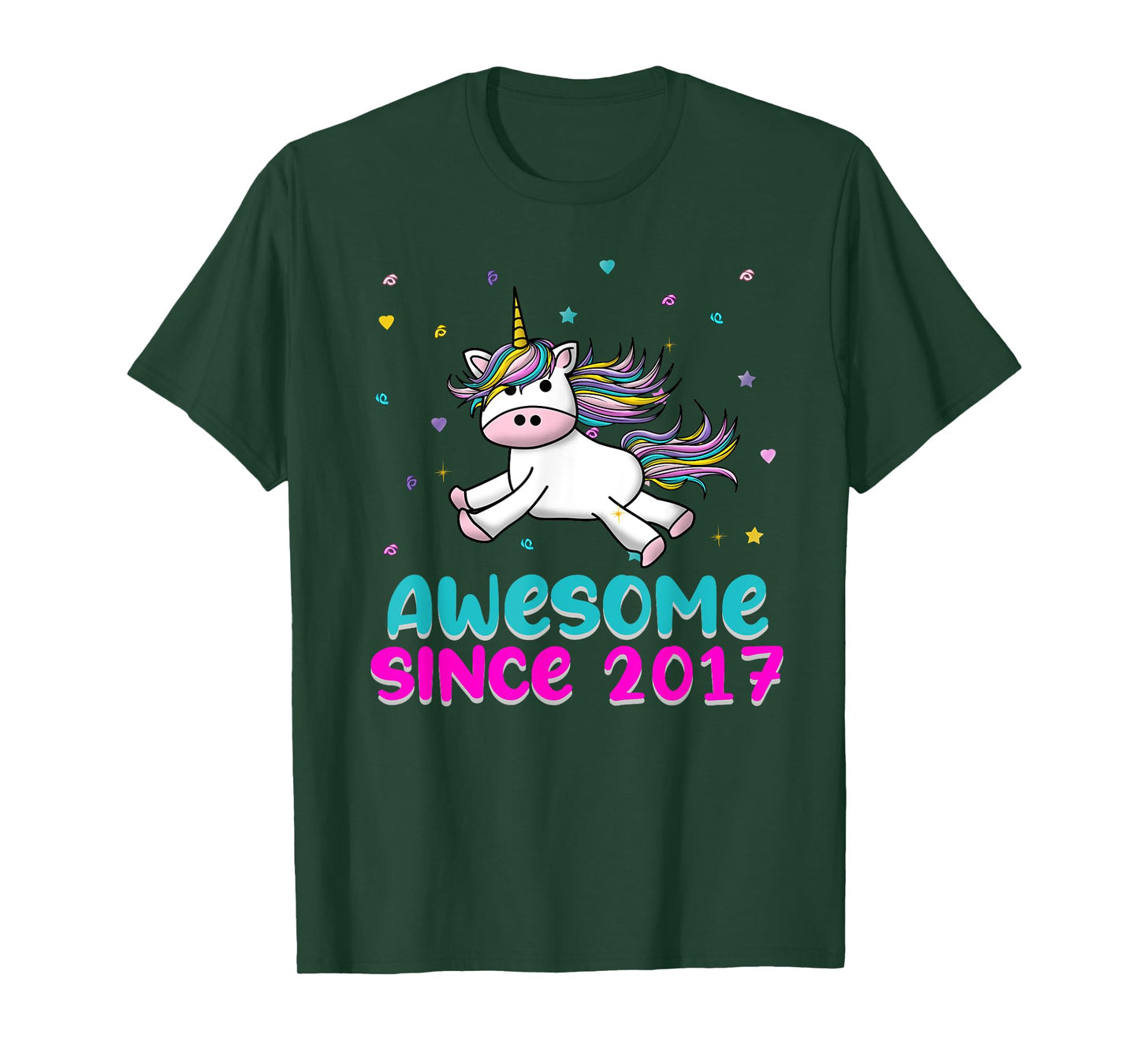 Unicorn Birthday Girl Gift Love Awesome Since 2017 T-Shirt