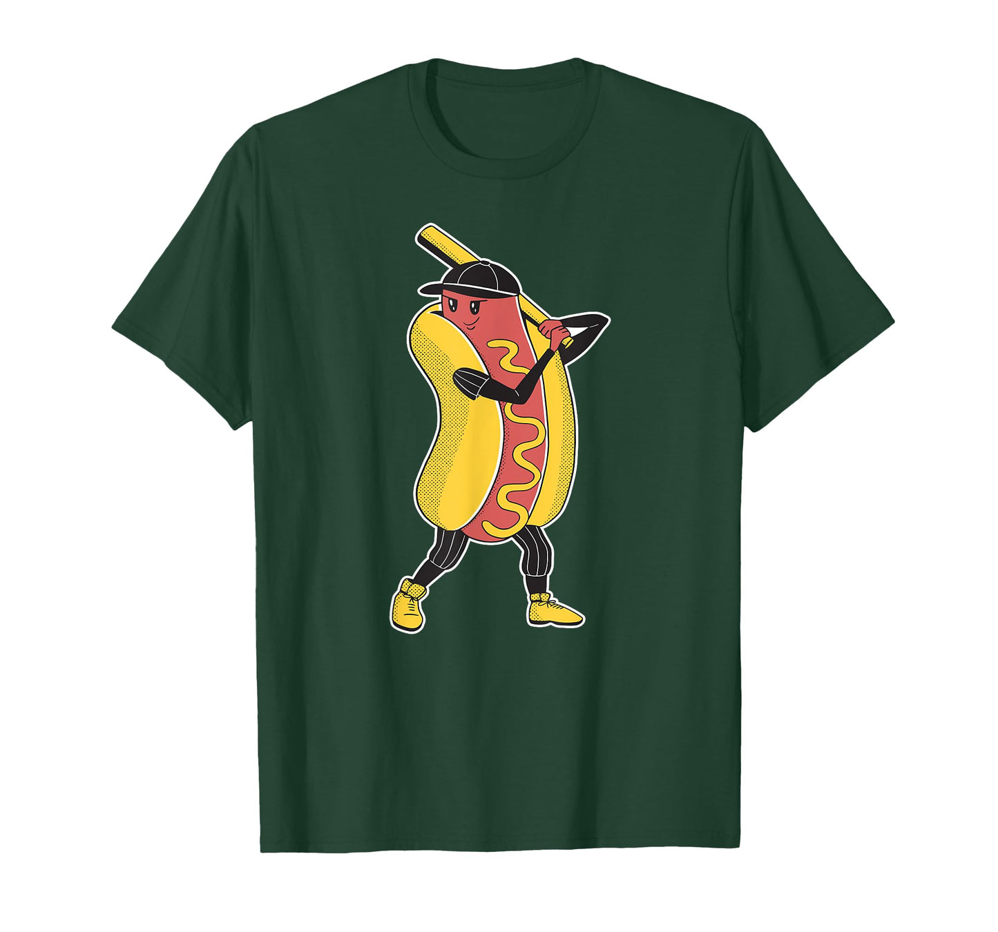 Comic Hot Dog Playing Baseball for Men Women Children T-Shirt
