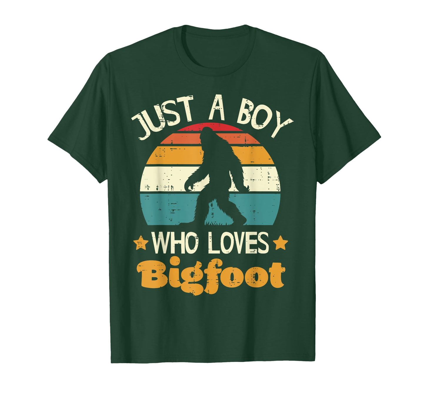 Just Boy Who Loves Bigfoot Retro Sasquatch Boys Kids Men T-Shirt