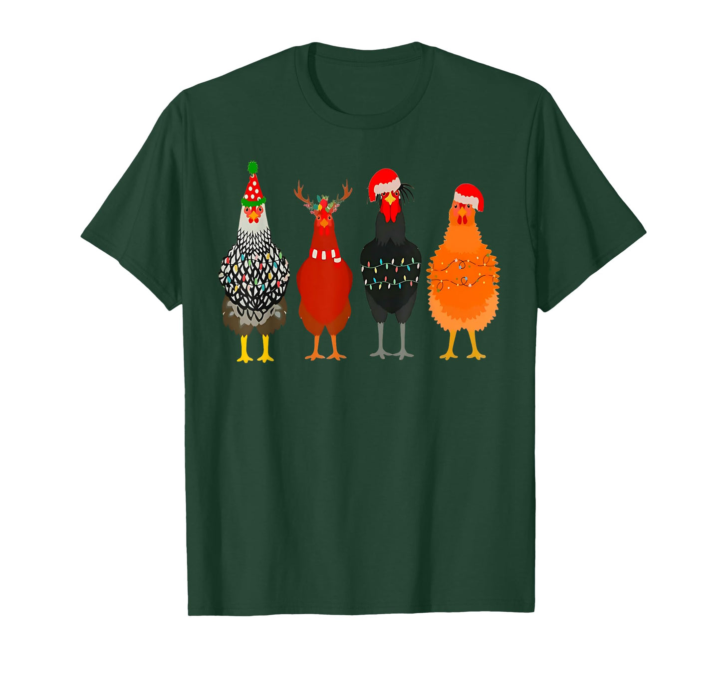 Cute Christmas Chickens Santa Farm Chickens Animals Pajamas T-Shirt