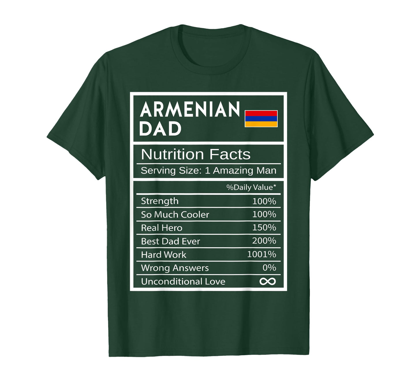 Armenian Dad Nutrition Facts National Pride Gift For Dad T-Shirt
