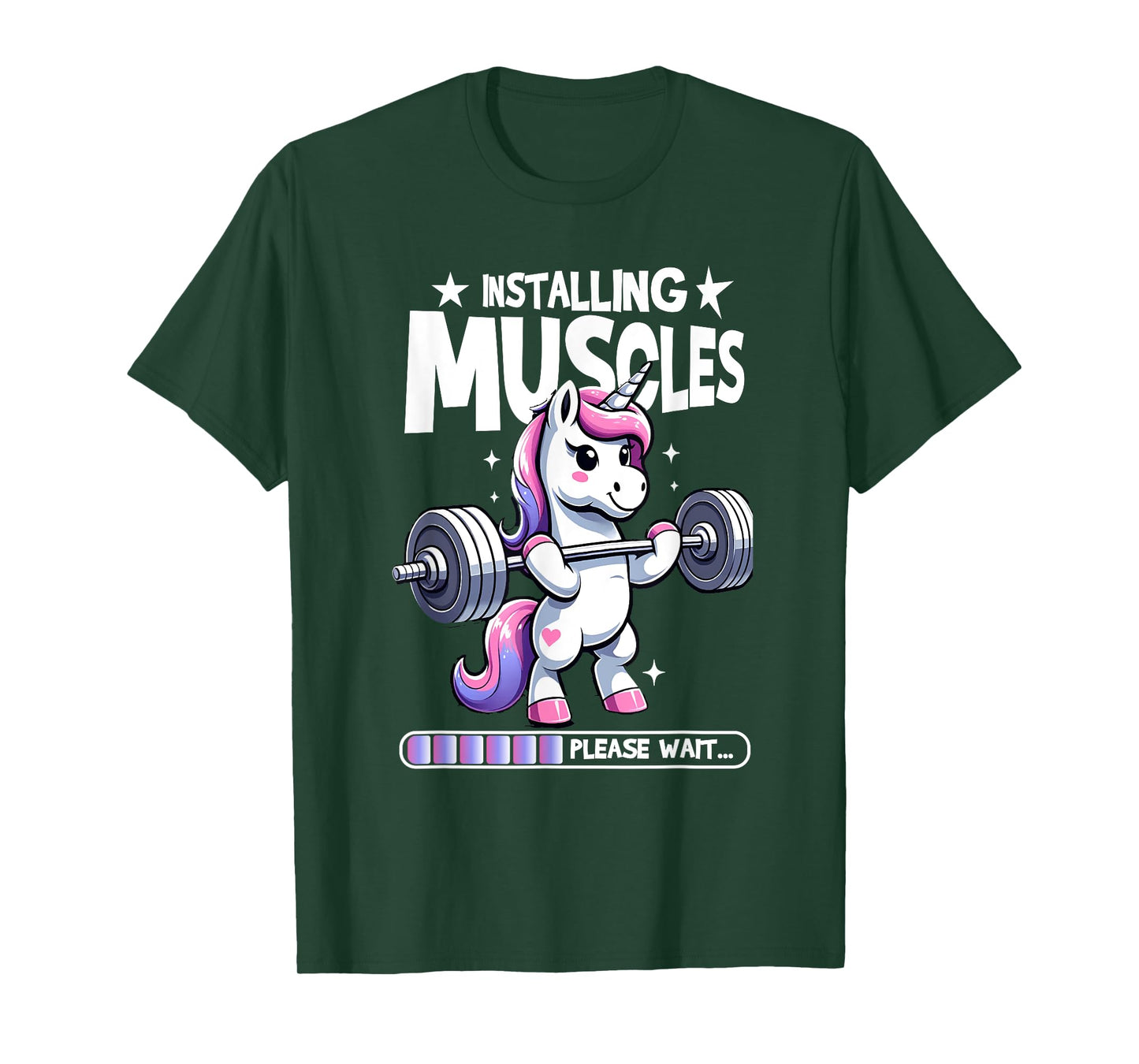 Installing Muscles Please Wait Bodybuilding Unicorn Weightlifting Fitness Gym Workout T-Shirt