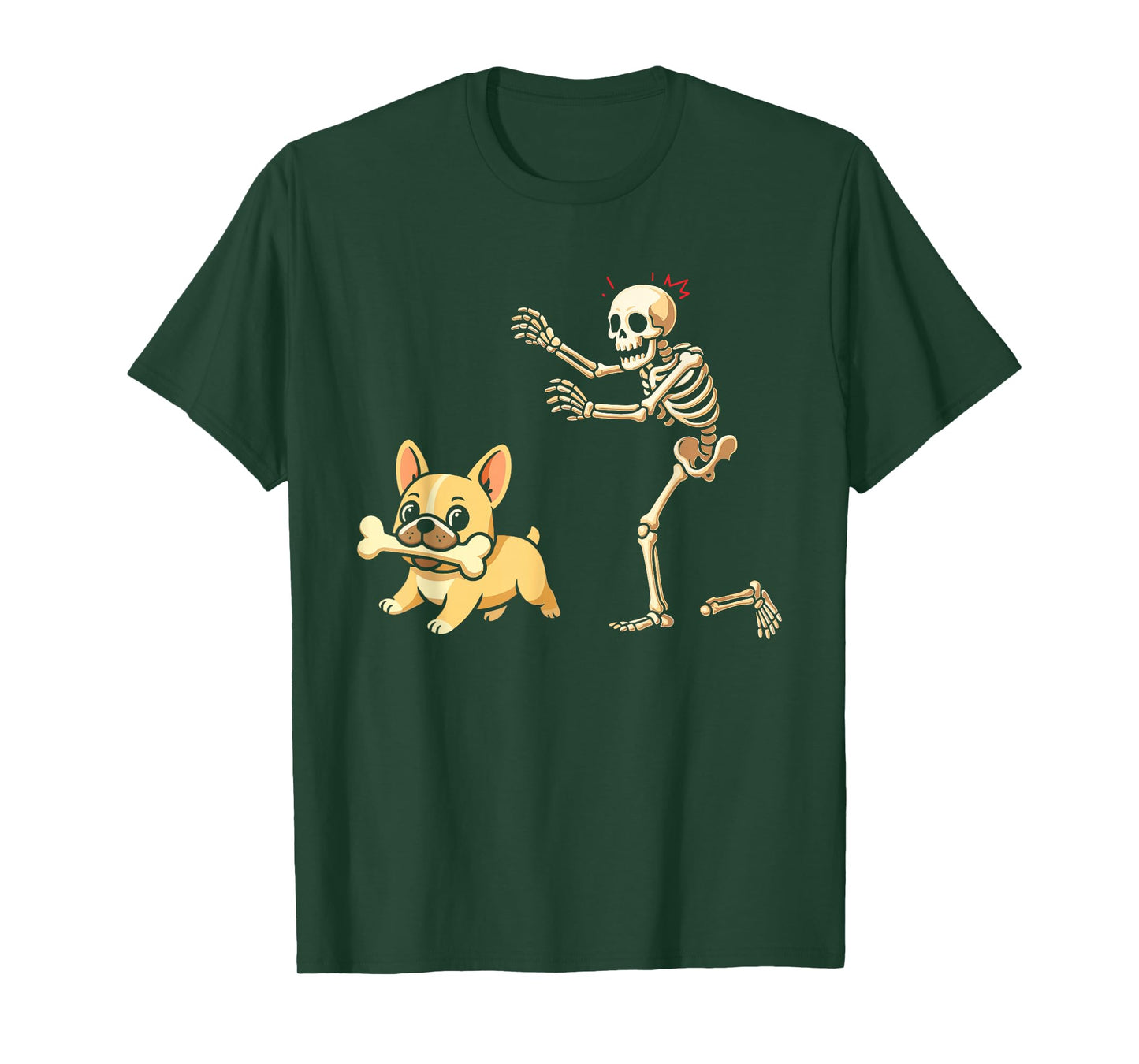 Halloween Dog Funny Skeleton Chasing French Bulldog T-Shirt