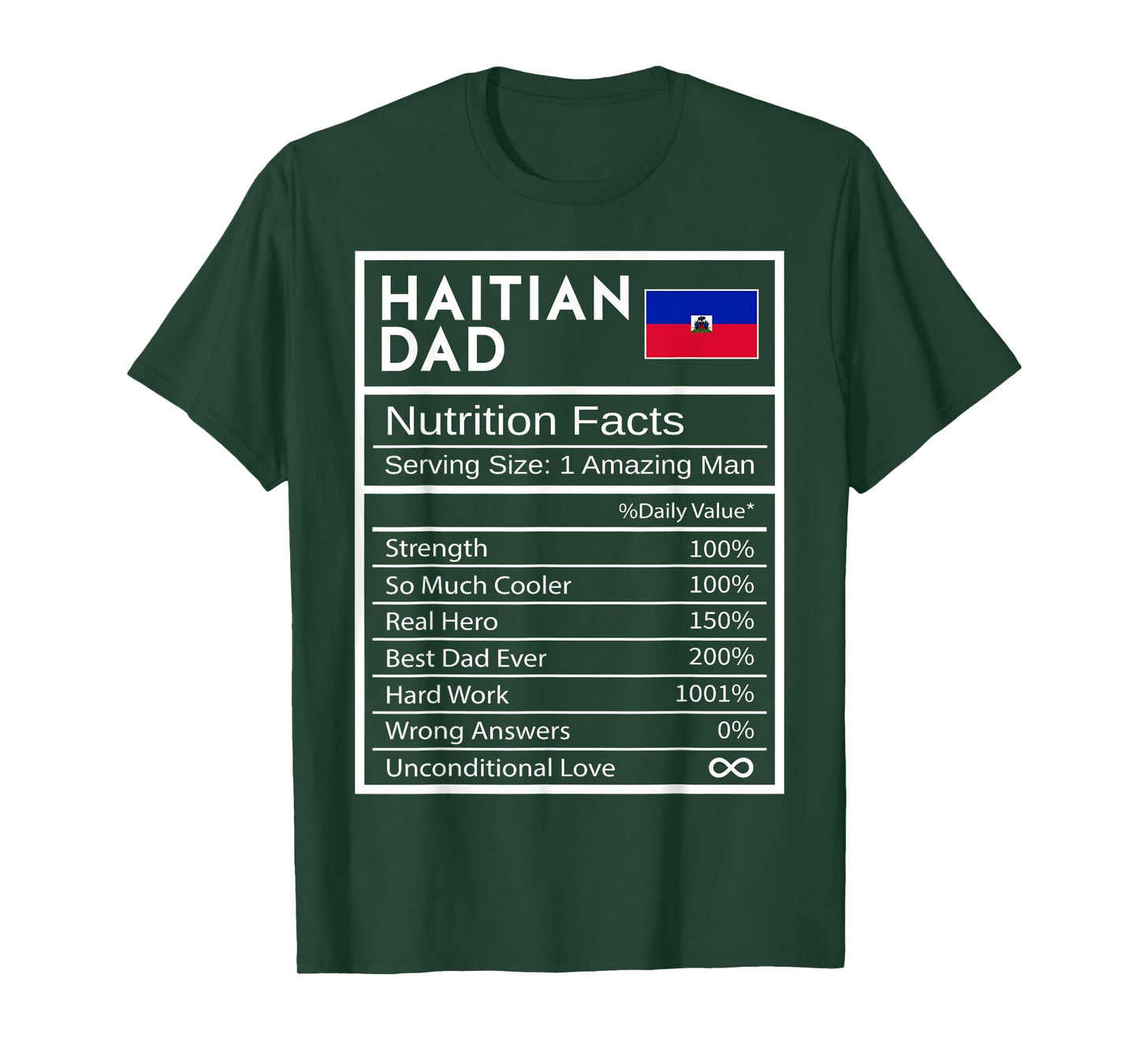 Haitian Dad Nutrition Facts National Pride Gift For Dad T-Shirt