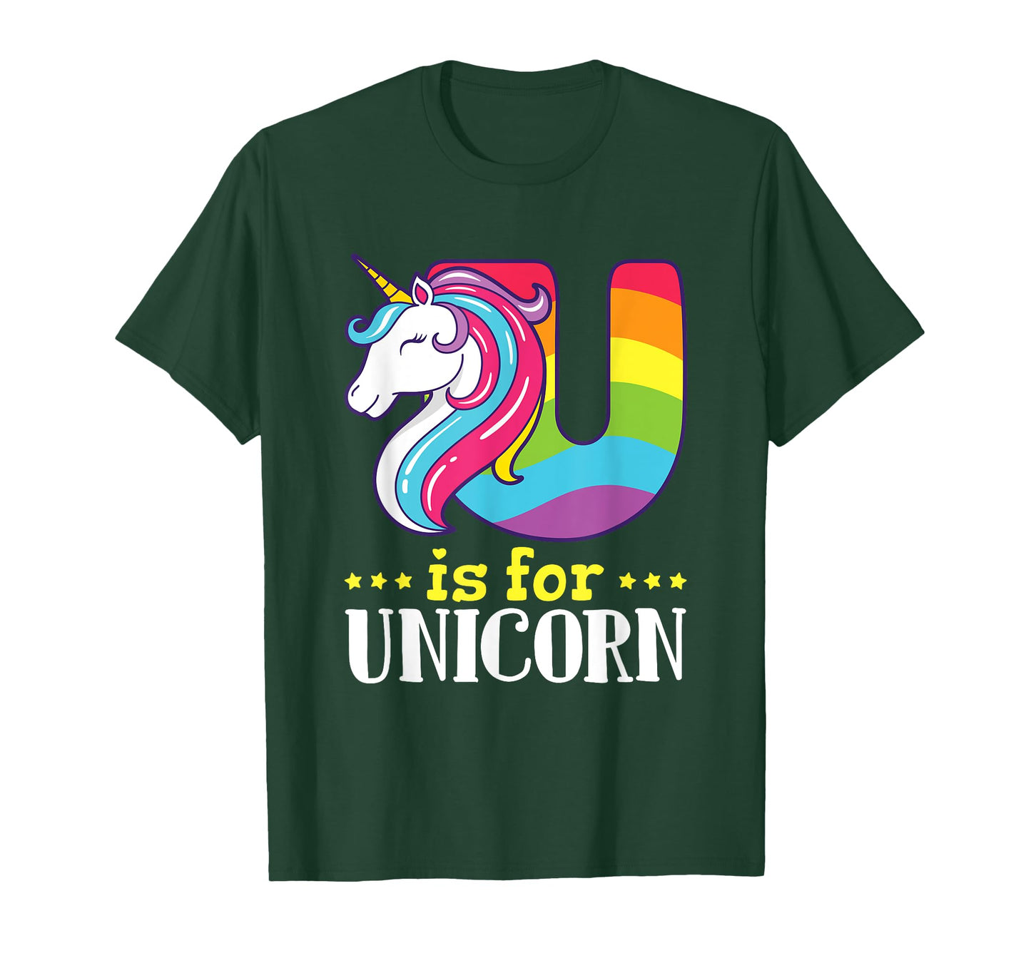 U Is for Unicorn Cute Alphabet Rainbow T-Shirt