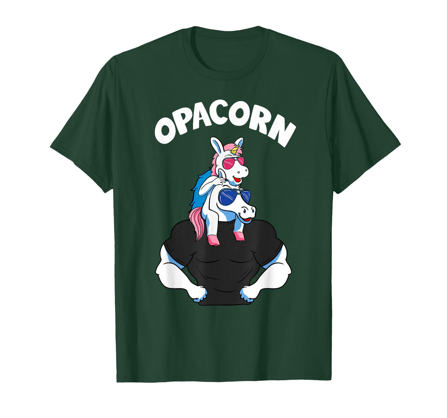 Opacorn 1 Kid Opa Pink Unicorn Grandfather Granddaughter T-Shirt