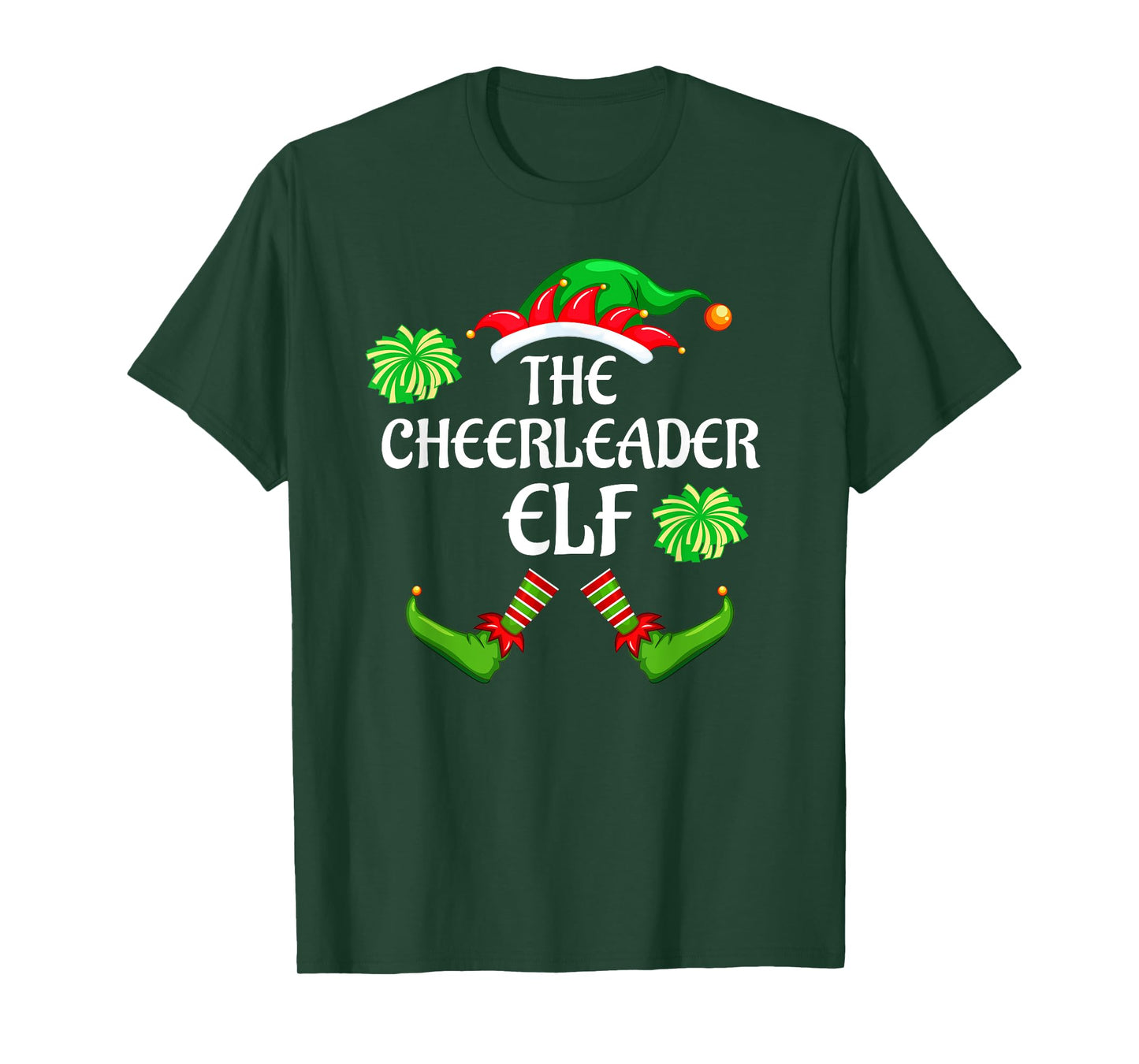 Cheerleader Elf Matching Family Group Christmas Party T-Shirt