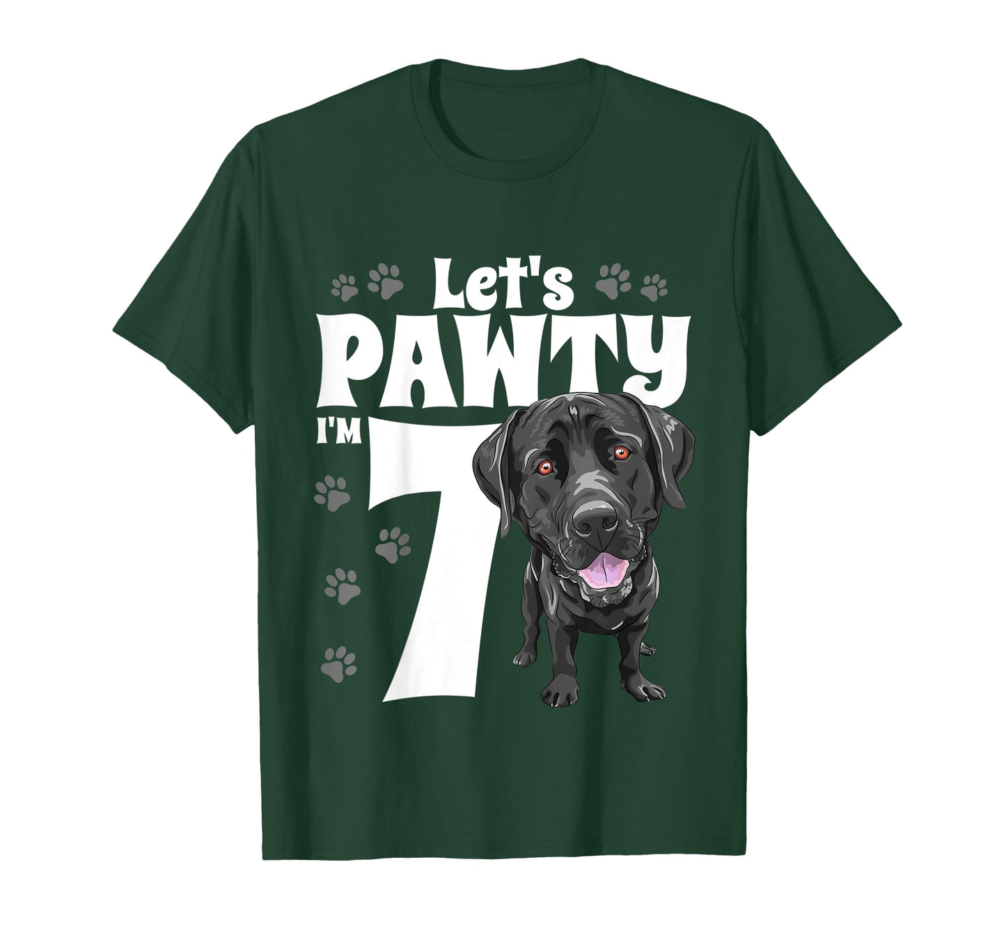 7 Year Old Black Lab Dog Birthday Pawty Labrador 7th Gift T-Shirt for Kids