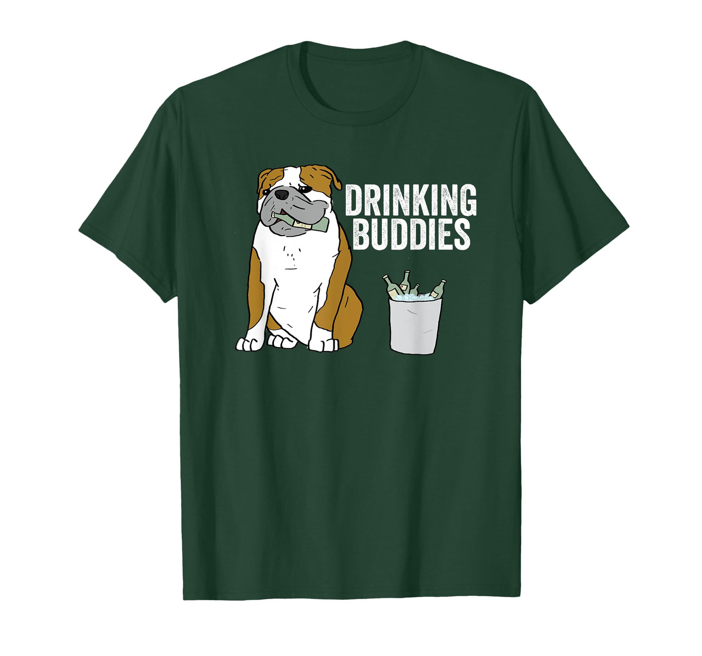 English Bulldog Drinking Buddies T-Shirt Dog Beer Shirt T-Shirt for Men Women