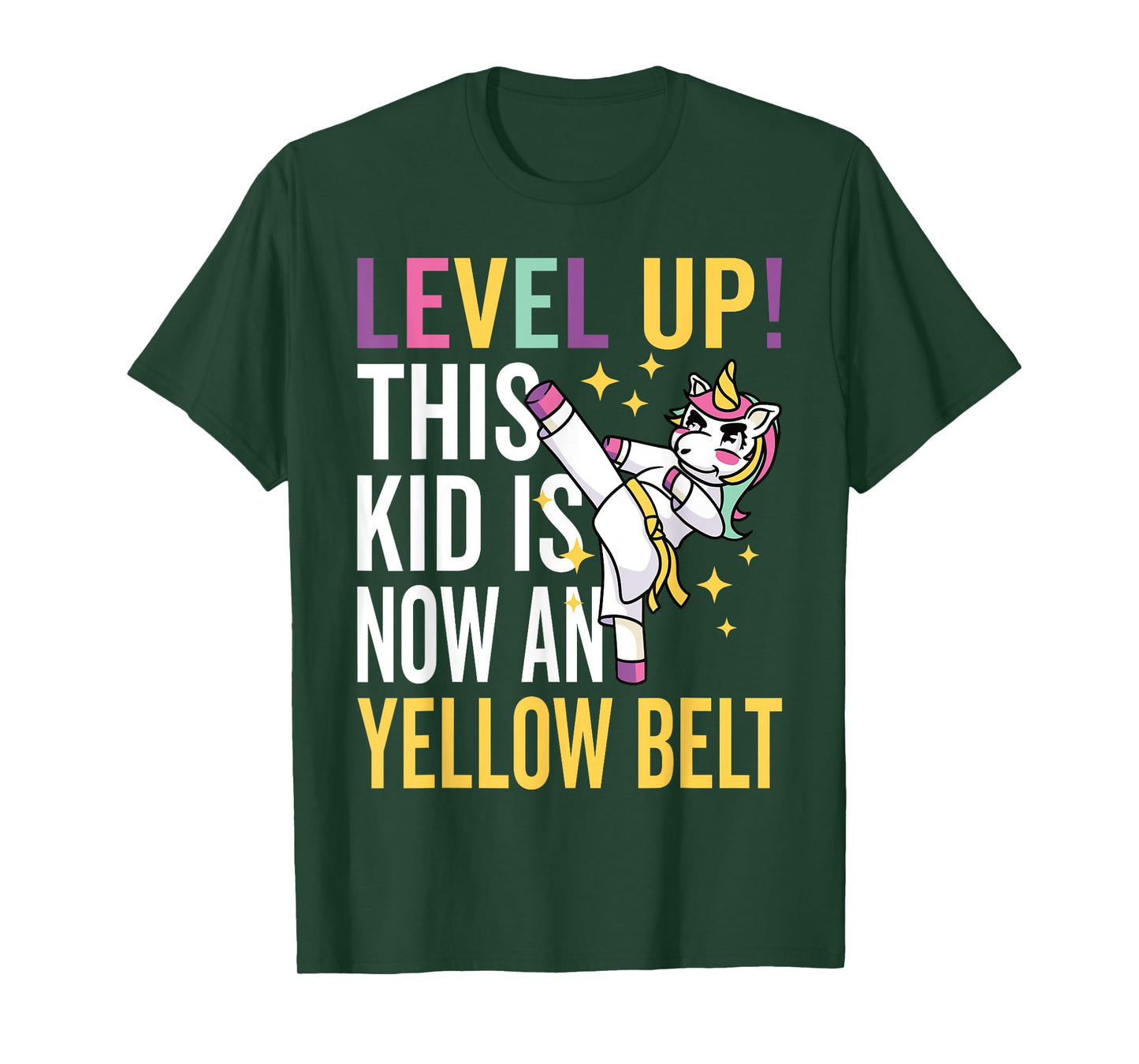 Karate Uniform Unicorn Level Up Yellow Belt Award Ceremony T-Shirt