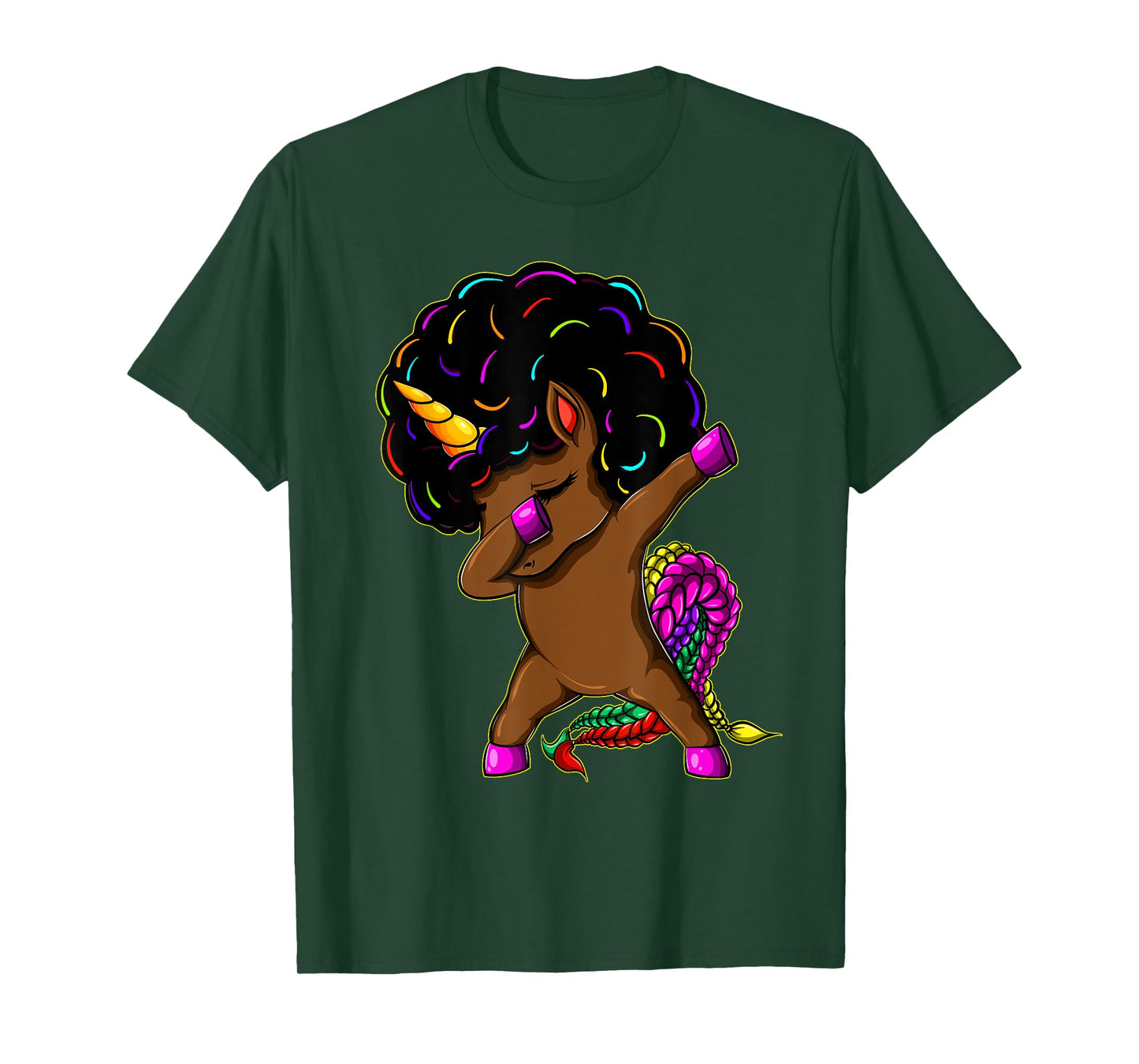 Dabbing Unicorn Afro Natural Hair Black Girl Unicorn T-Shirt