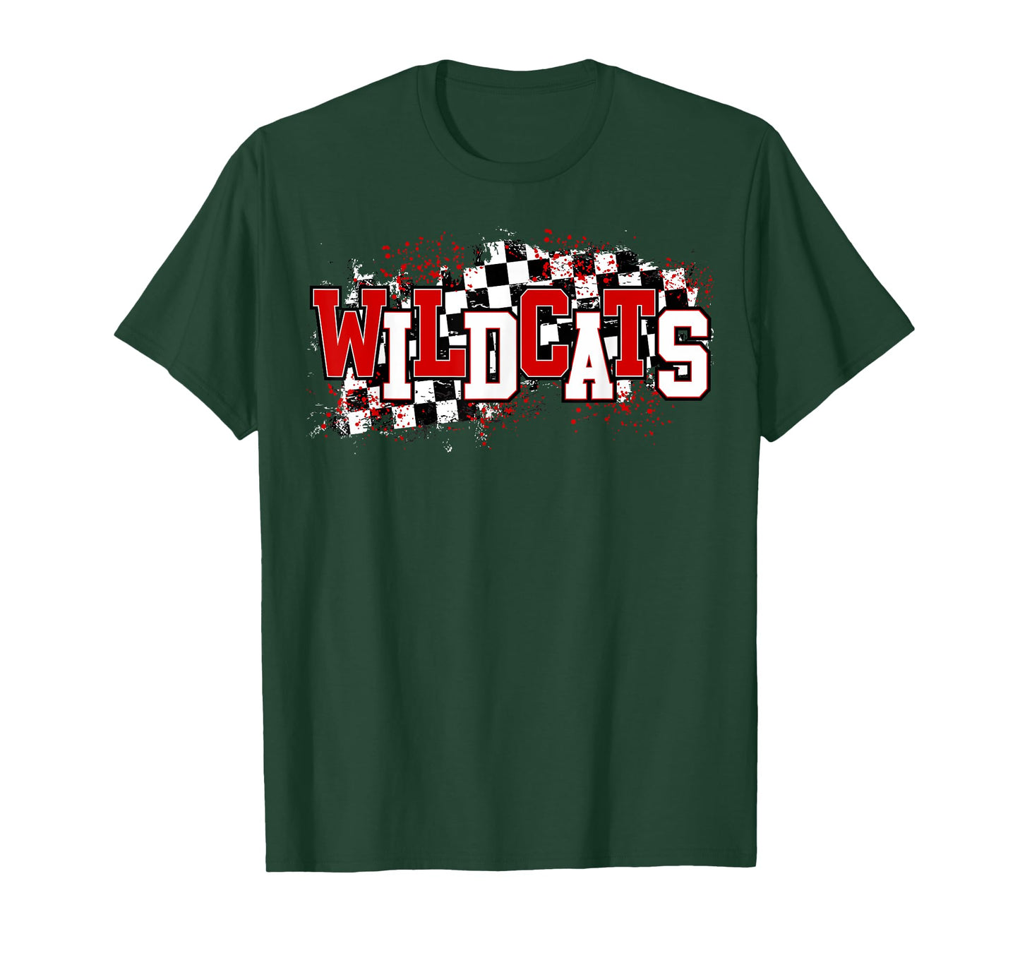 Red Wildcats School Spirit Wildcat Pride Checkered Teacher Men Women Girls Kids T-Shirt