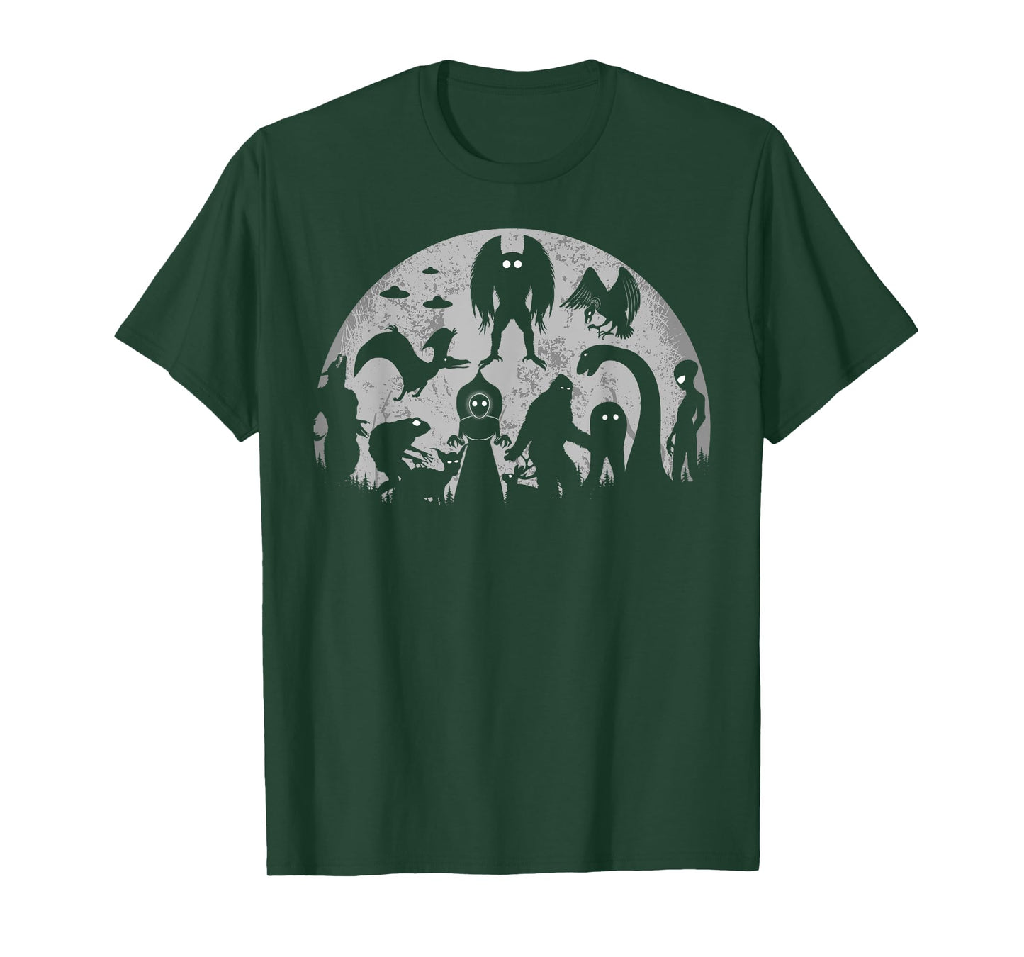 Bigfoot Loch Ness Monster Mothman And Aliens Funny Cryptid T-Shirt