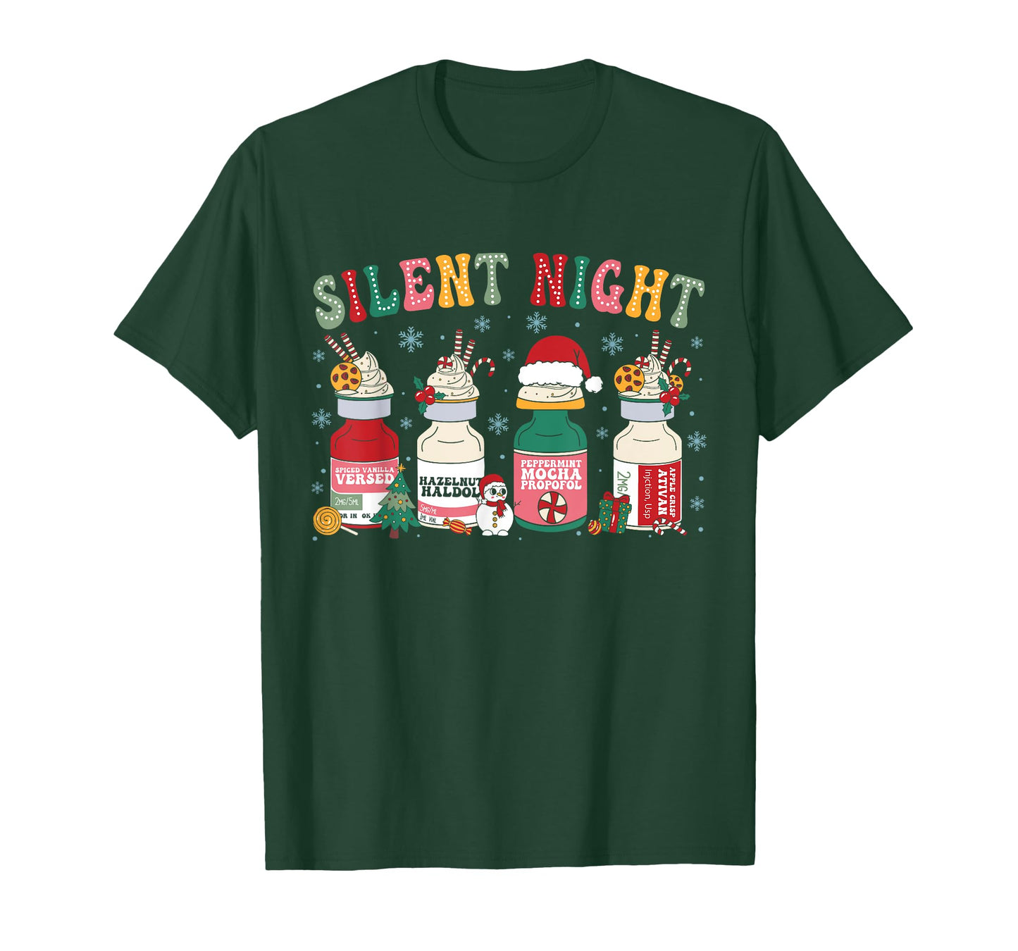 Retro Silent Night Xmas Nurse Christmas Doctor Er Nurse T-Shirt