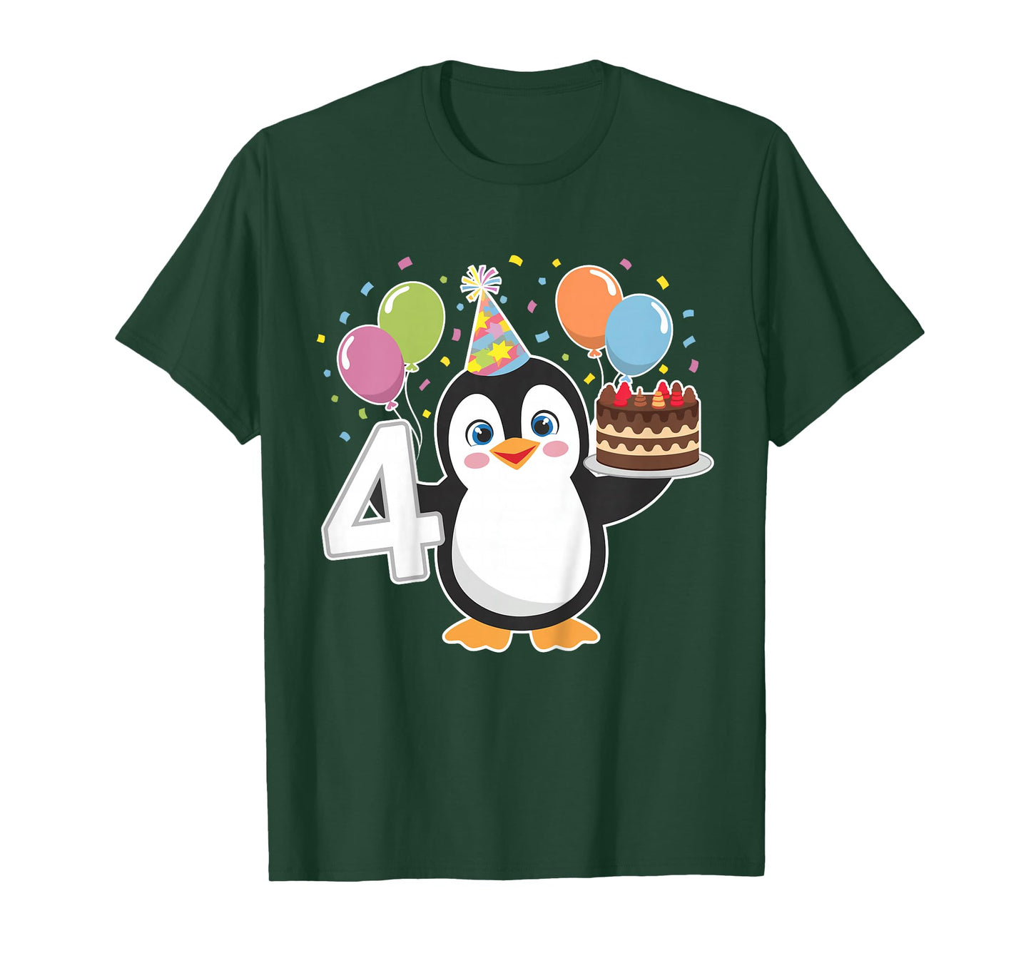 Kids Kids 4 Years Old Cute Penguin 4th Birthday Party Boys Girls T-Shirt