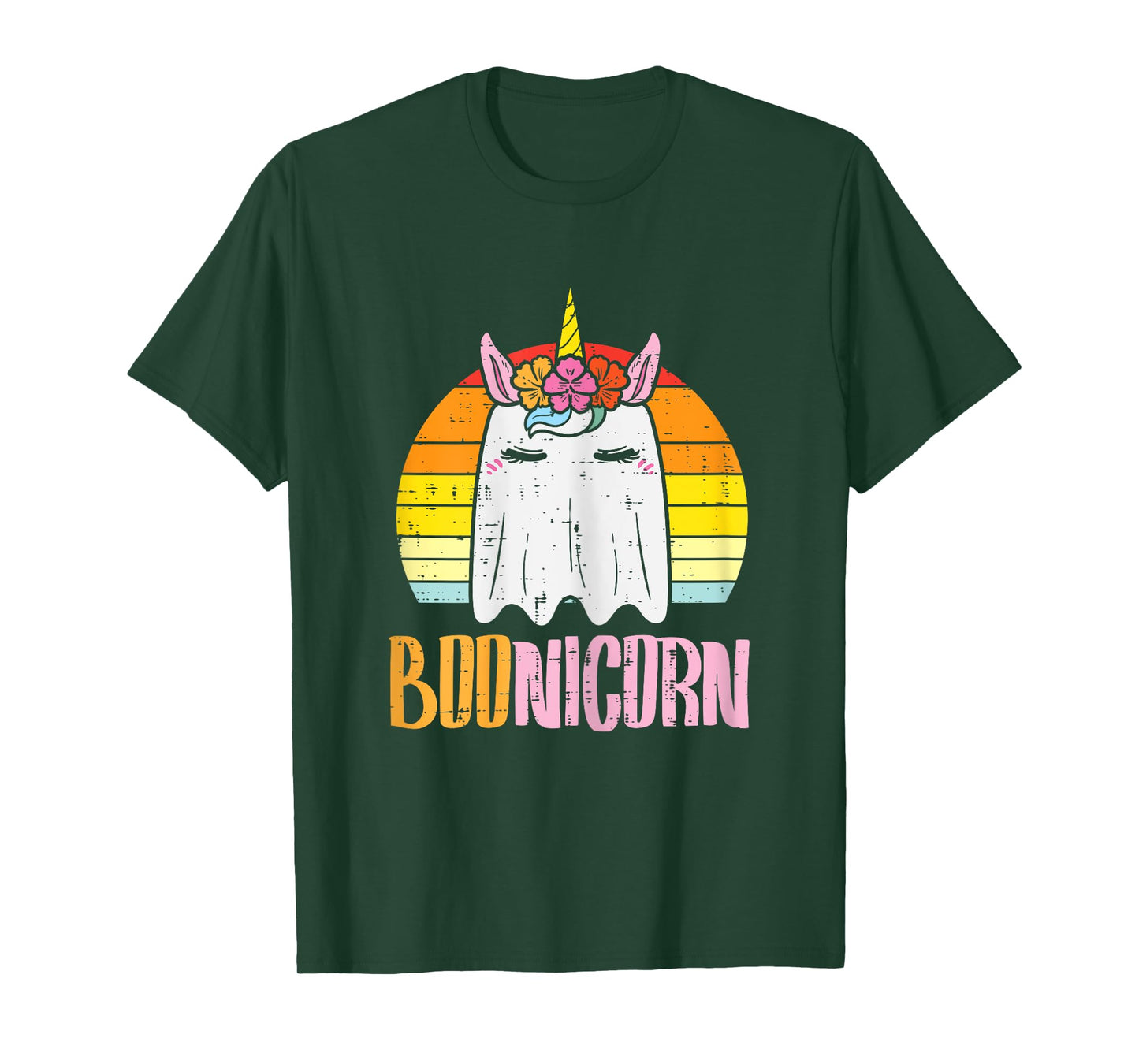 Boonicorn Ghost Unicorn Boo Retro Halloween Girls Women T-Shirt