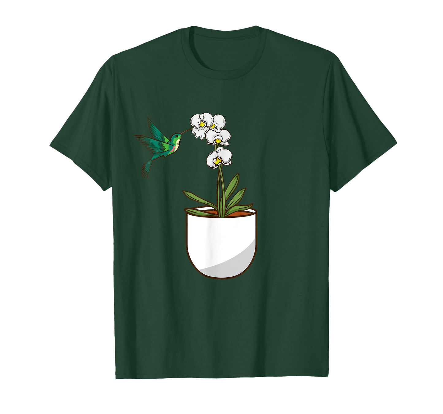 Hummingbird Orchid Flower Lover Women Bird Plants Orchid T-Shirt