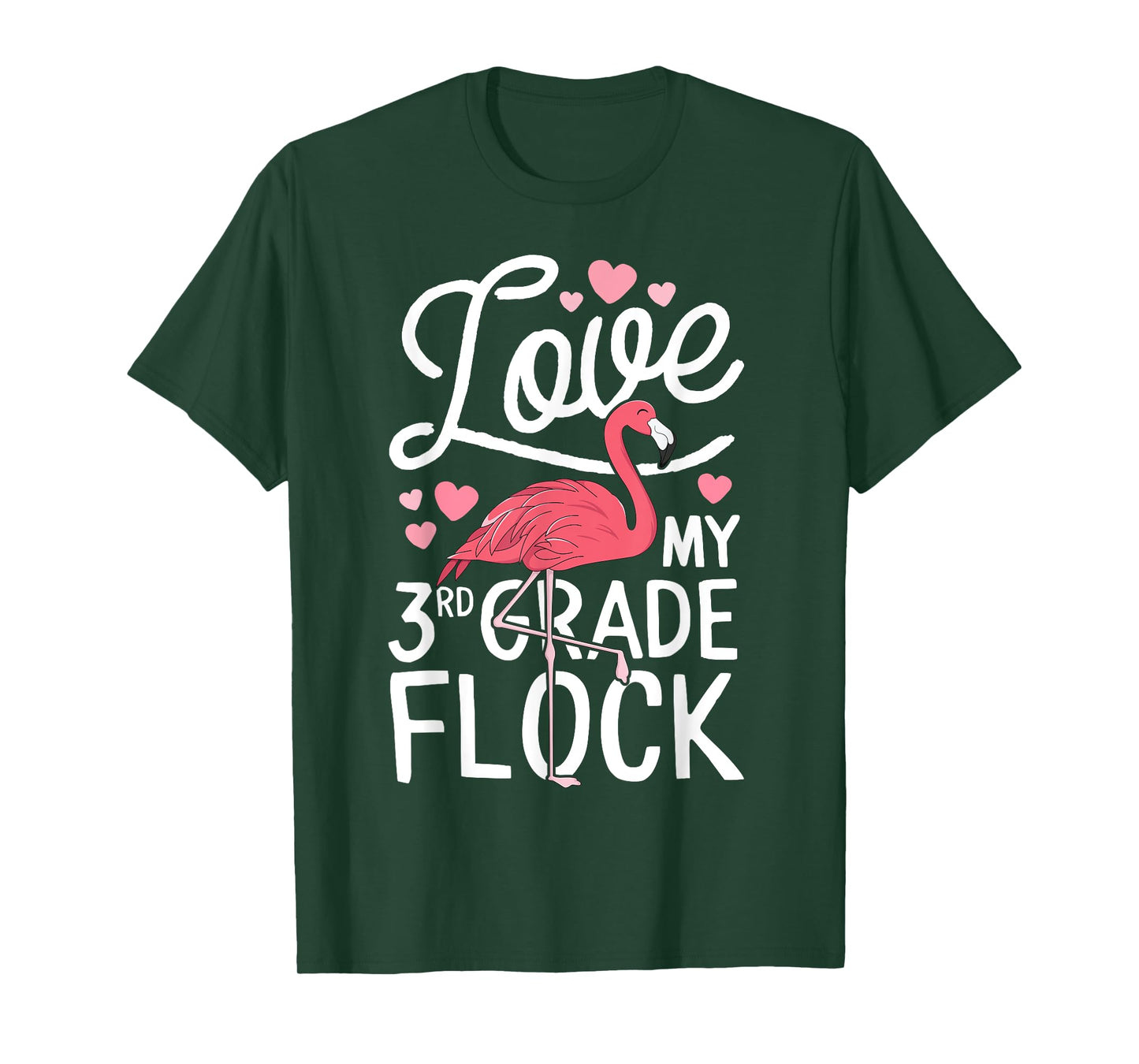 Love My 3rd Grade Flock Flamingo Teacher Elementary Gift T-Shirt