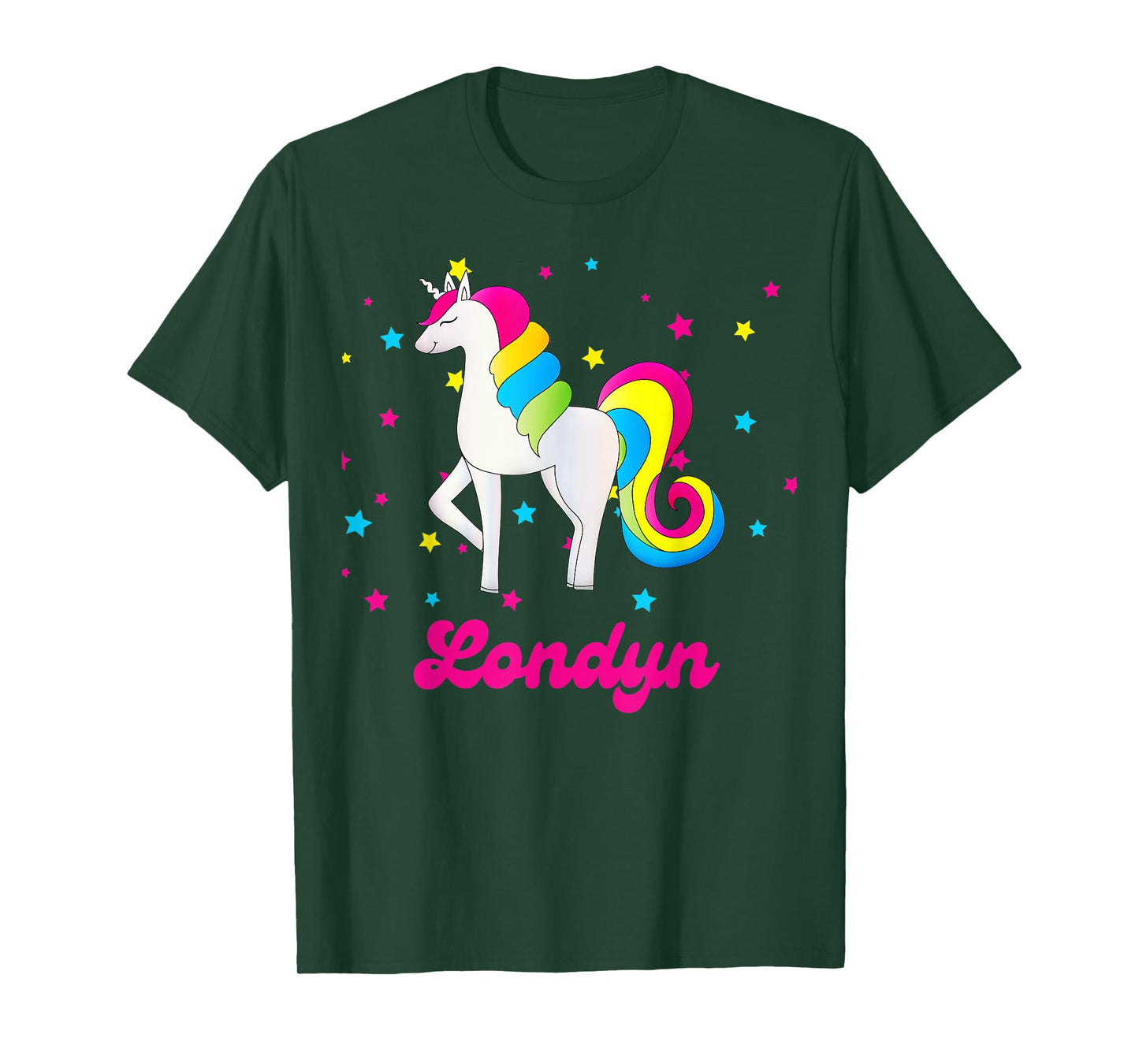 Cute Rainbow Unicorn Pink and Blue Personalized Londyn T-Shirt