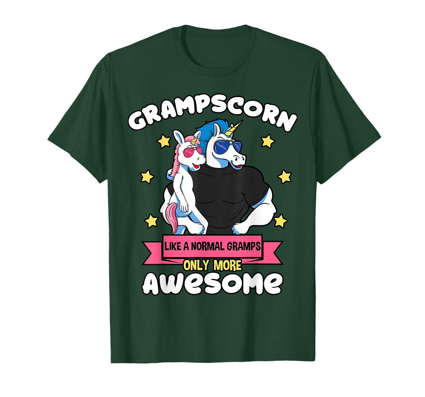 Grampscorn 1 Kid Father's Day Gramps Unicorn Granddaughter T-Shirt
