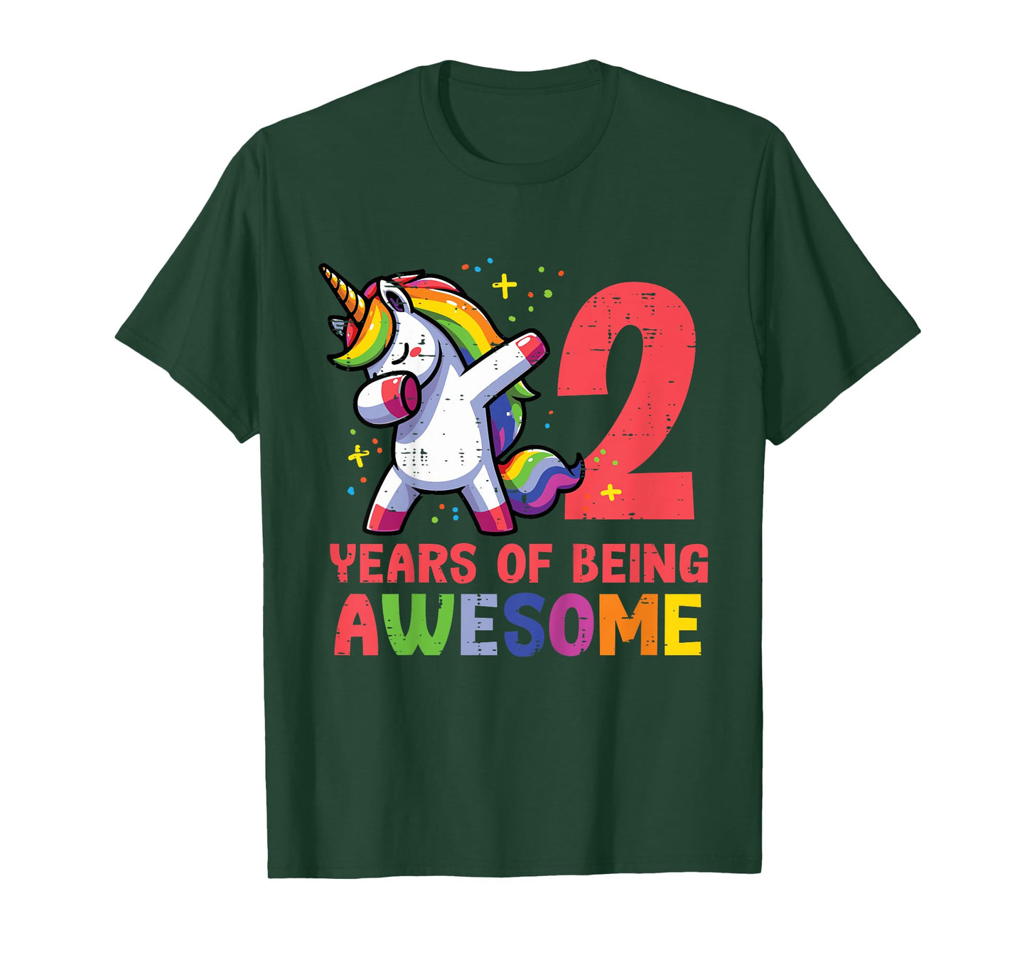 2 Years Of Being Awesome Unicorn Dab 2nd Birthday Girls Kids T-Shirt