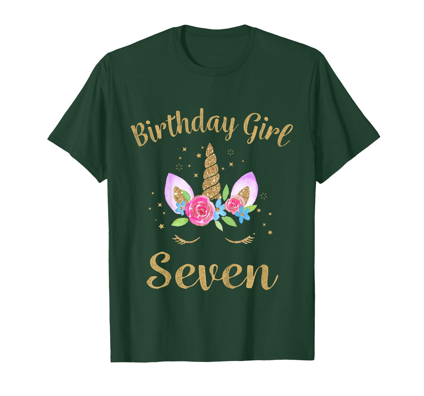 Kids 7 Year Old Birthday Girl Unicorn Shirt 7th Birthday Outfit T-Shirt