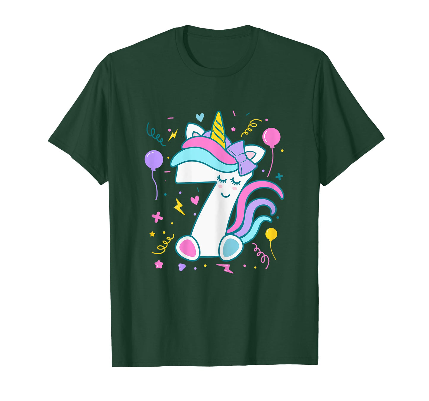 Unicorn 7th Birthday Number 7 Year Old Girl Birthday T-Shirt