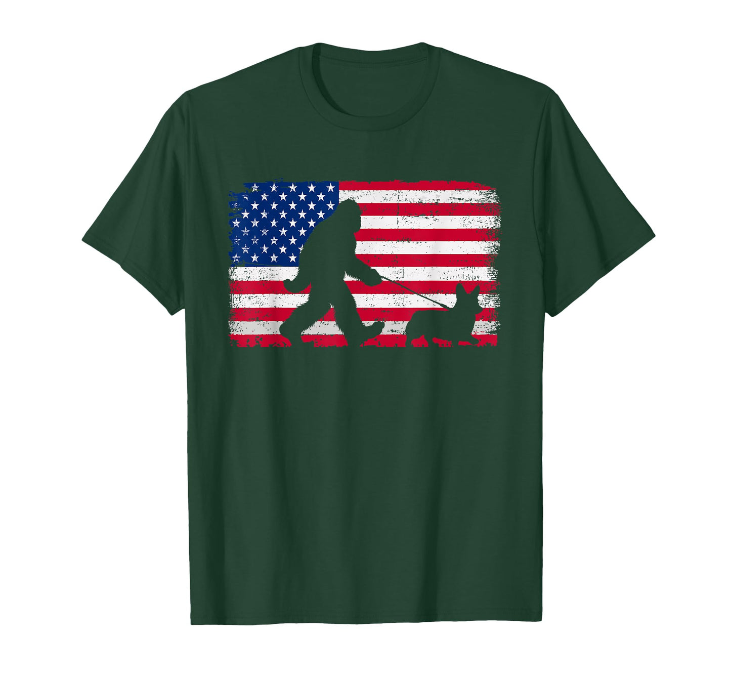Retro Corgi 4th of July US American Flag Patriotic T-Shirt