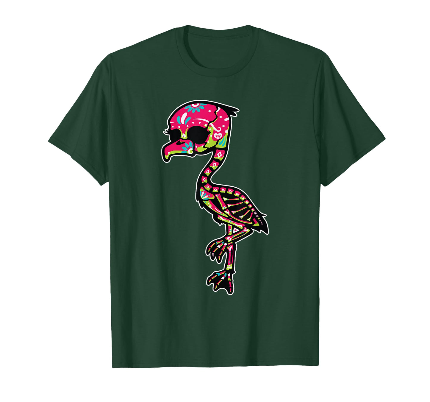 Flamingo Sugar Skull Dia De Los Muertos Mexican Day Of Dead T-Shirt
