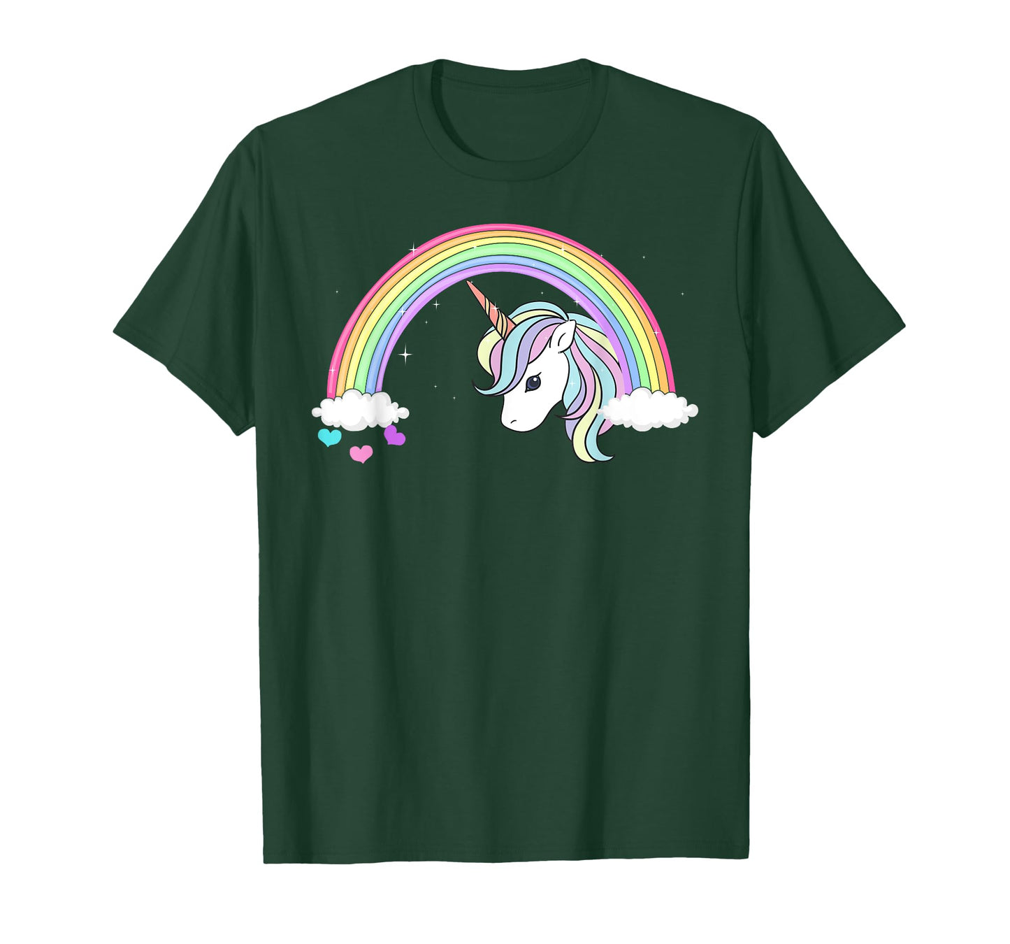 Unicorn Rainbow with Sparkles and Hearts no words wording T-Shirt