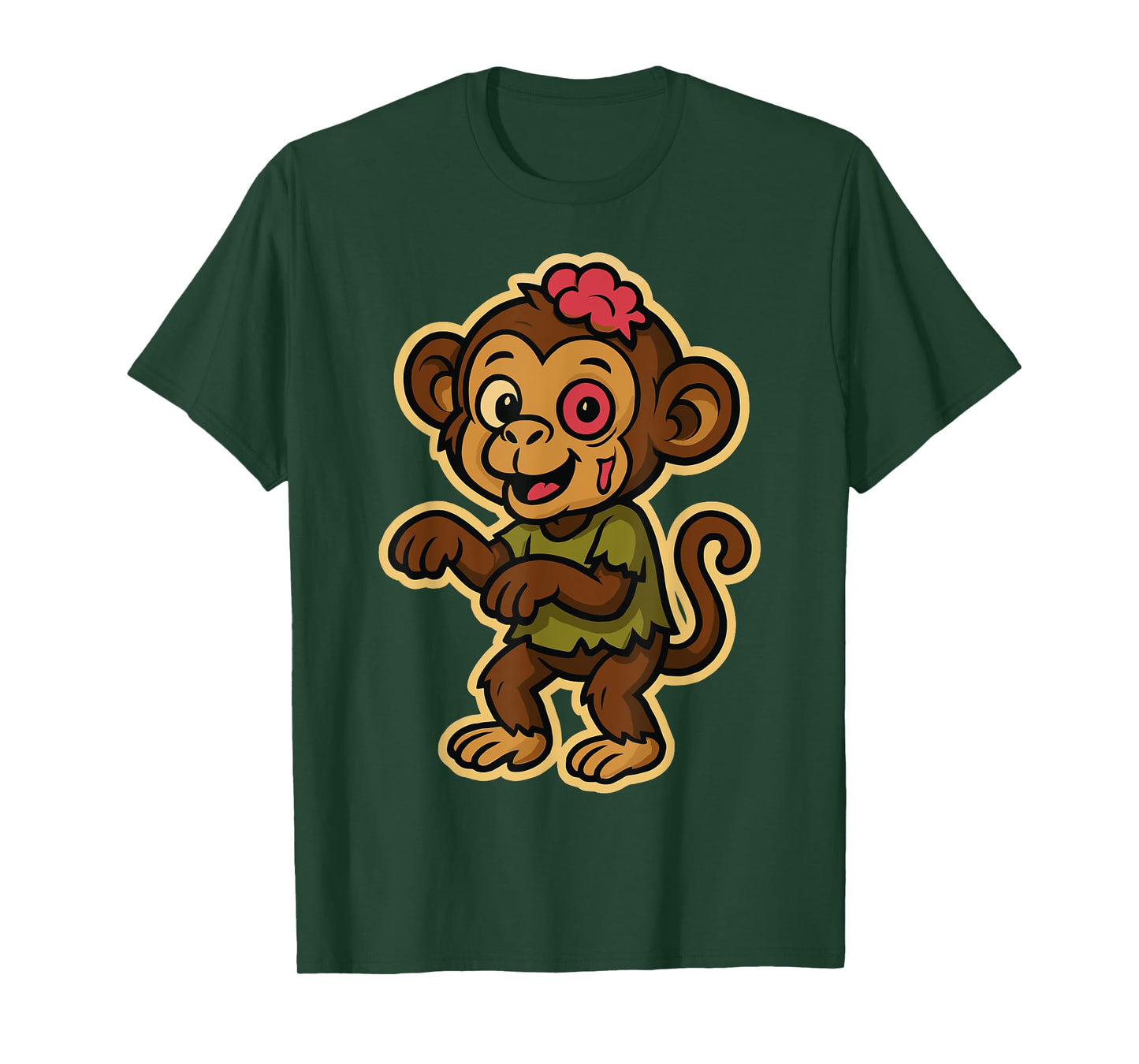 Funny Monkey in Zombie Costume for Kids Boys Girls Halloween T-Shirt