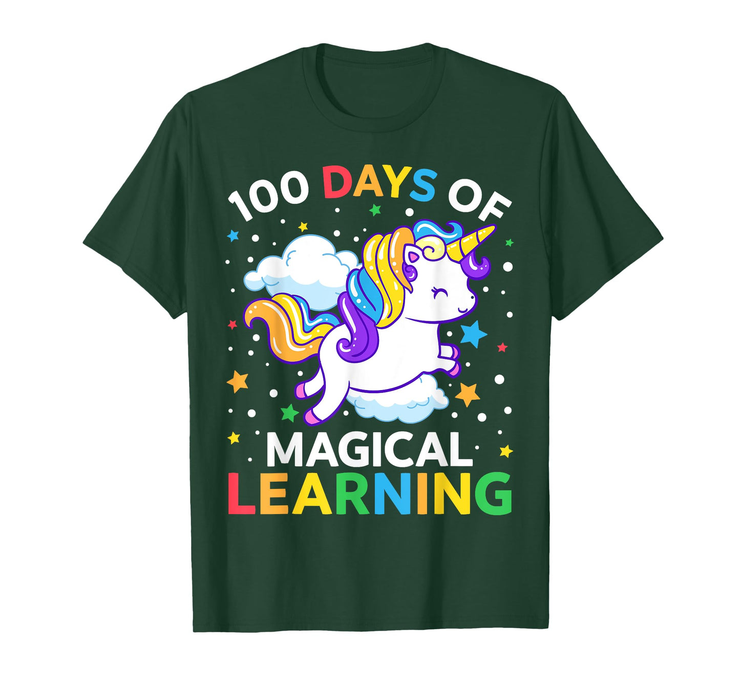 100th Day of School Unicorn Girls 100 Days of Kindergarten T-Shirt
