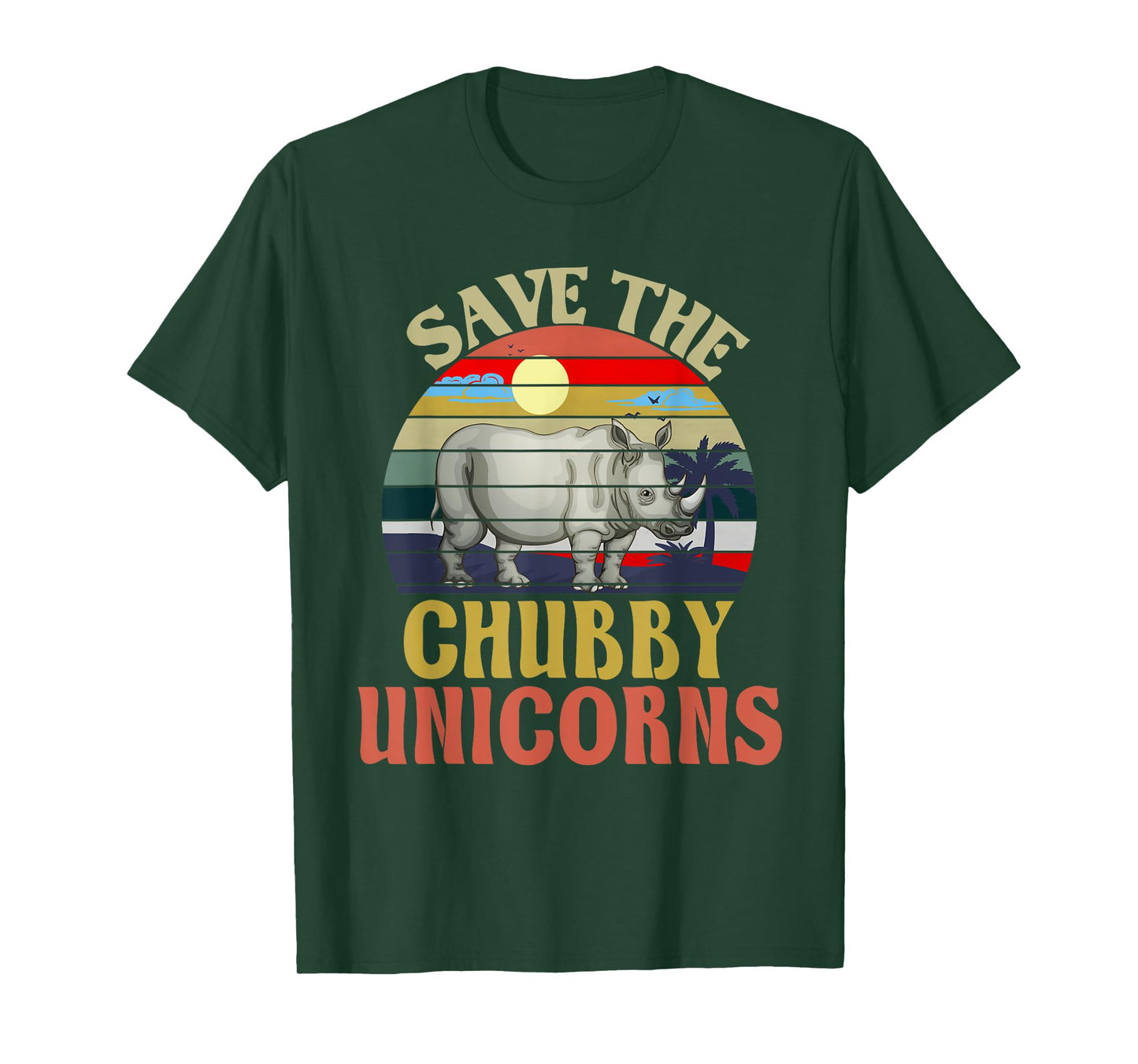 Save The Chubby Unicorn Rhino Retro T-Shirt
