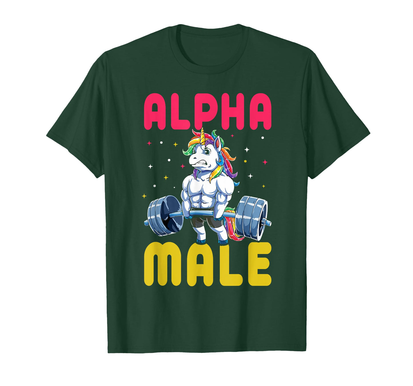 Alpha Male Men Unicorn Funny Weightlifting Workout Gym T-Shirt