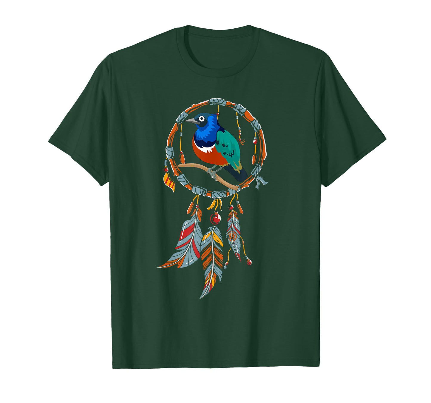 Colourful Feather Hippie Esoteric Gift Bird Dream Catcher T-Shirt