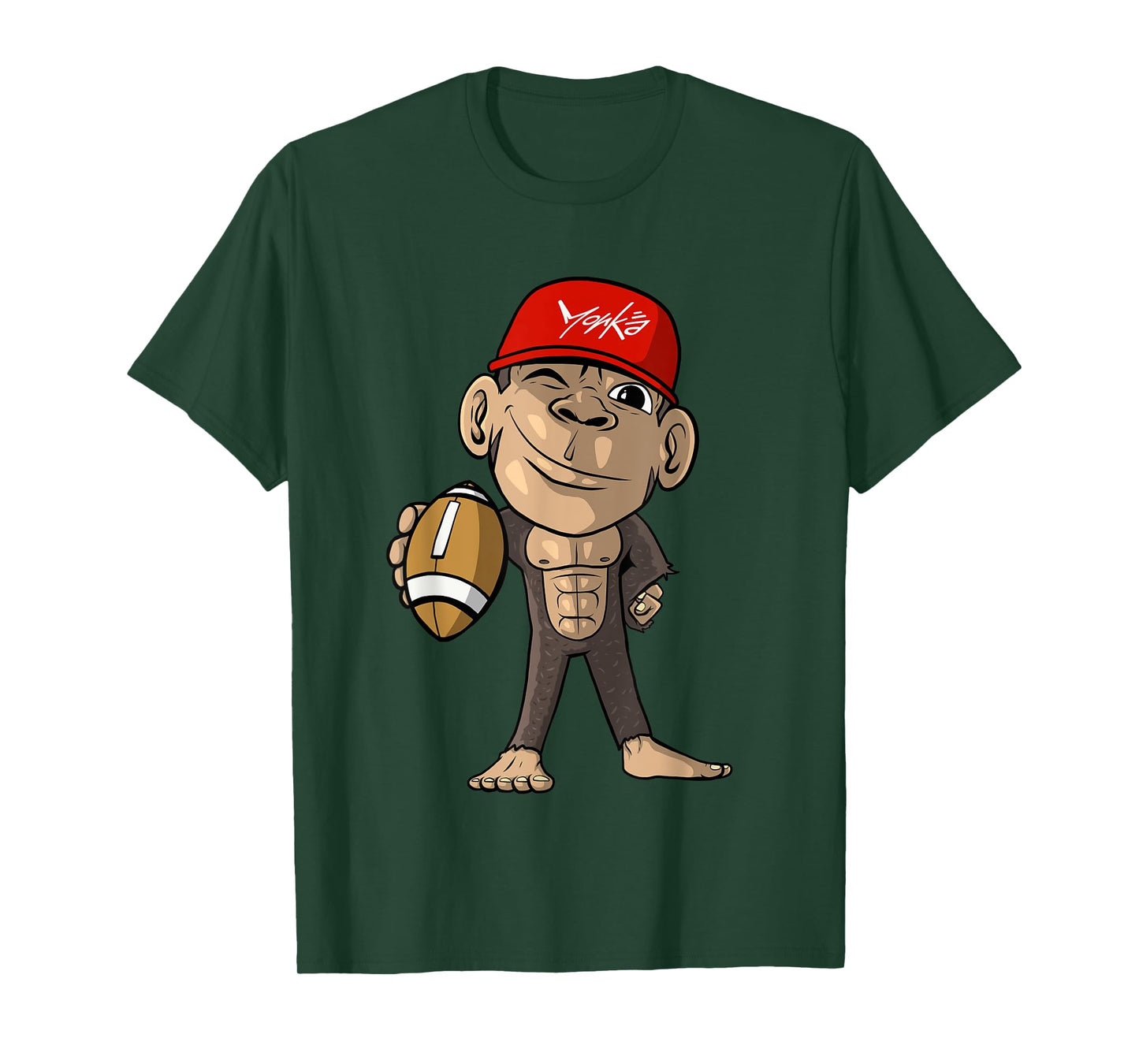 Cute Monkey with Football - American Football T-Shirt