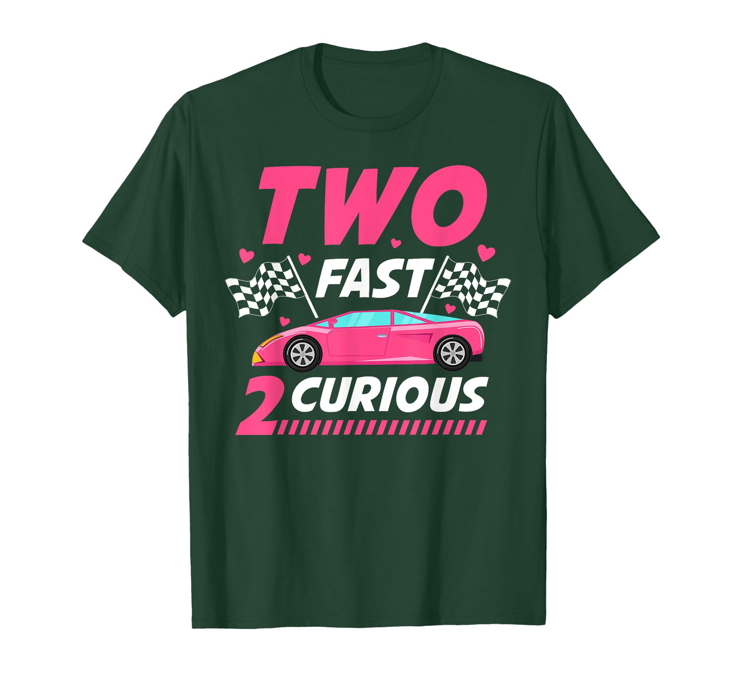 Girl Race Car Birthday Decorations Two Fast 2 Curious 2nd T-Shirt