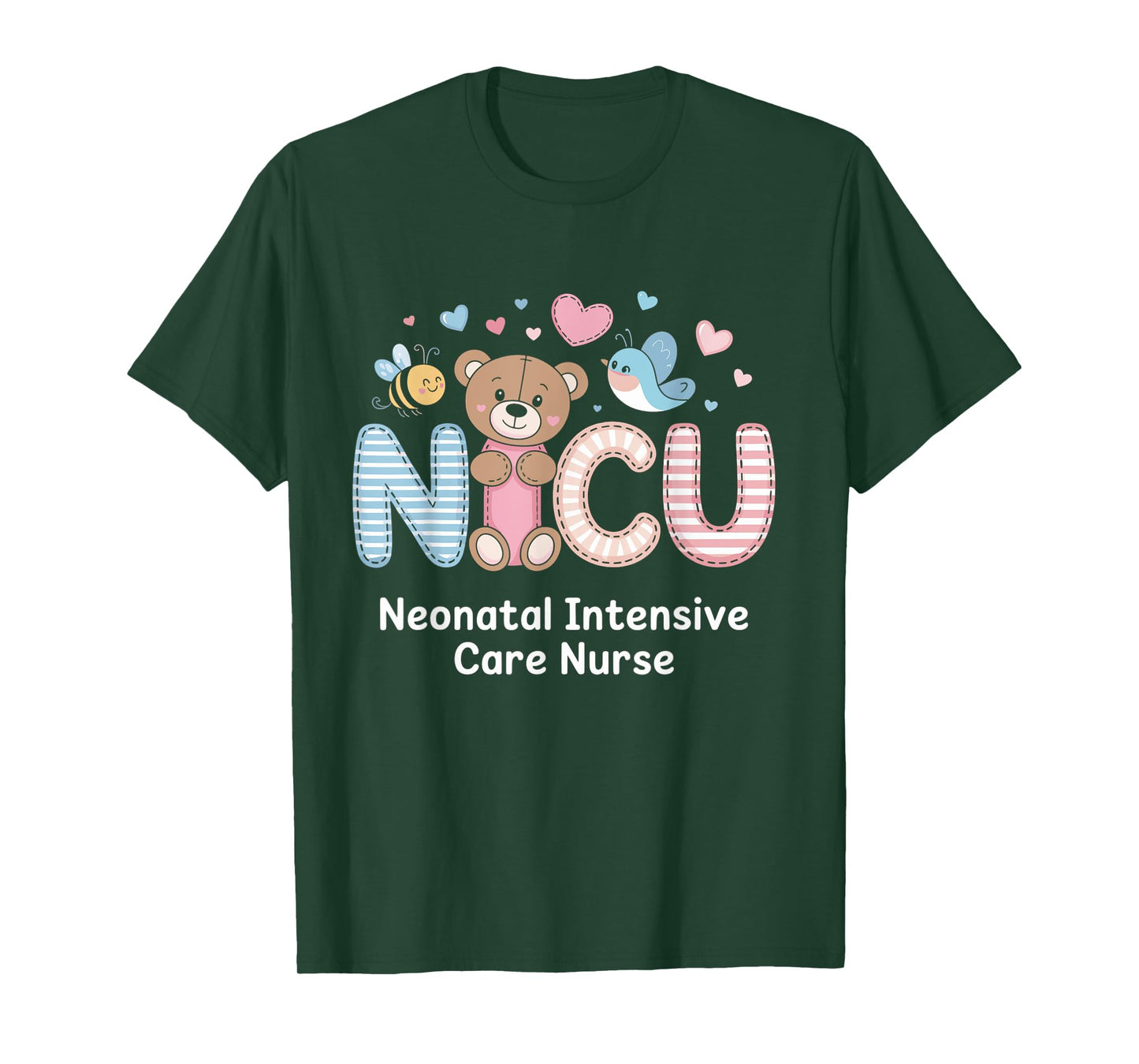 NICU Nurse Cute Teddy Bird Heart Nurse Day T-Shirt