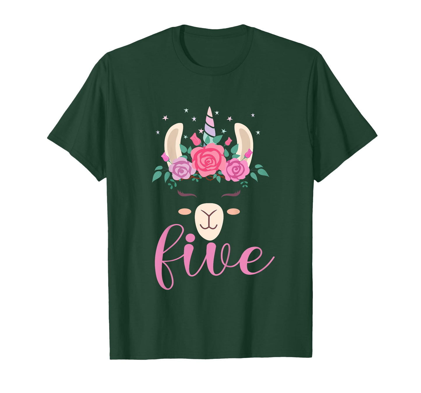 Kids 5 year Old Llamacorn Birthday Party Llama Unicorn 5th Gift T-Shirt