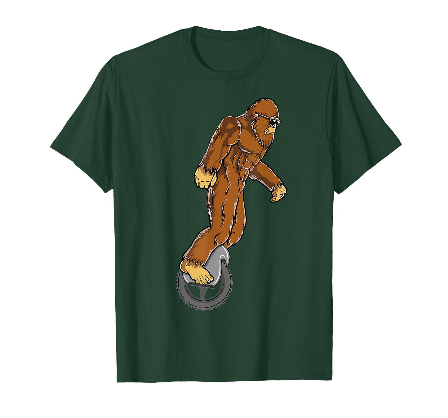 Sasquatch Bigfoot Funny Designs For Men & Women Bigfoot on Electric Unicycle EUC Monowheel Airwheel Funny T-Shirt