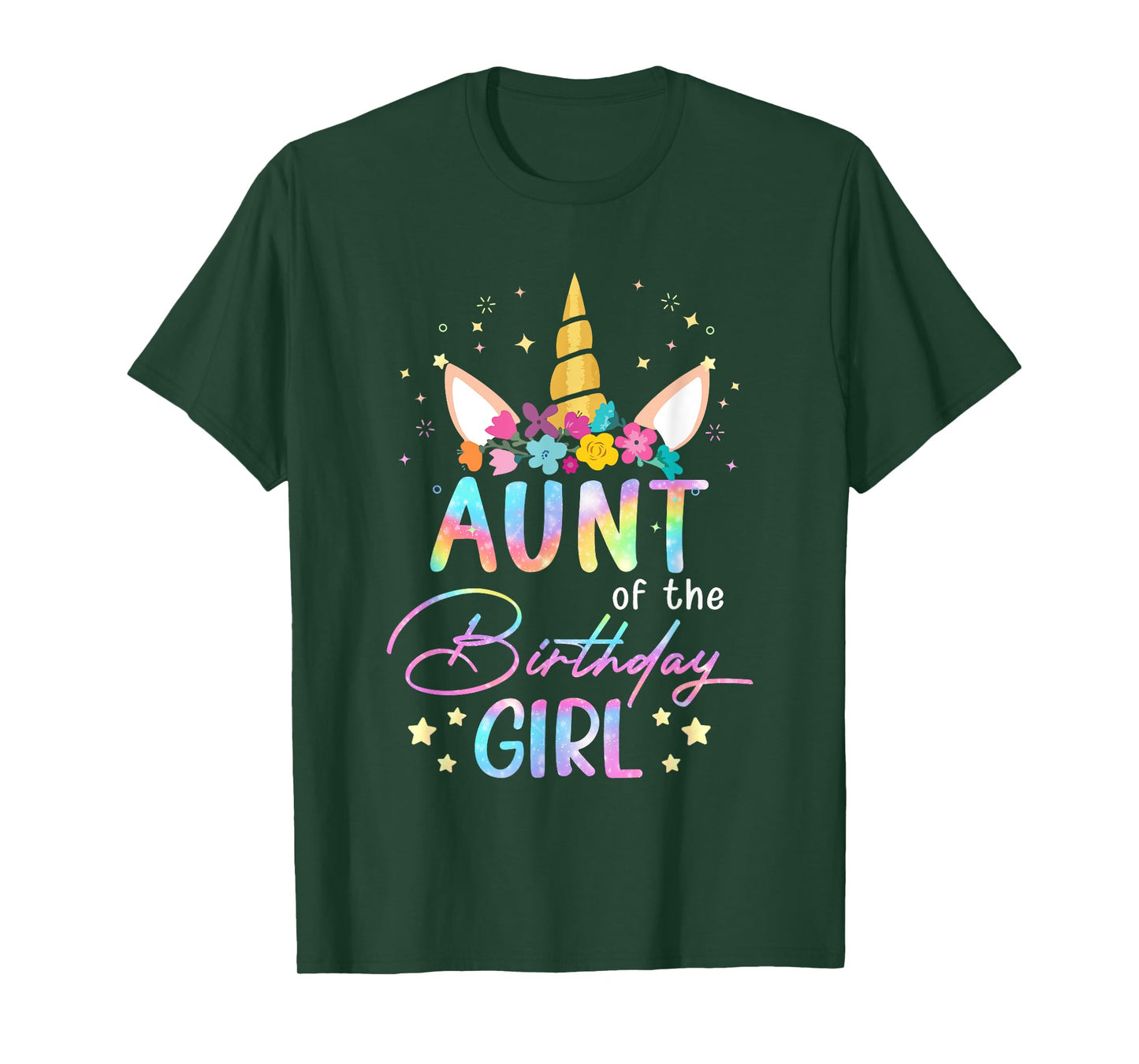 Unicorn Aunt Of The Birthday Girl Unicorn Flower Birthday T-Shirt