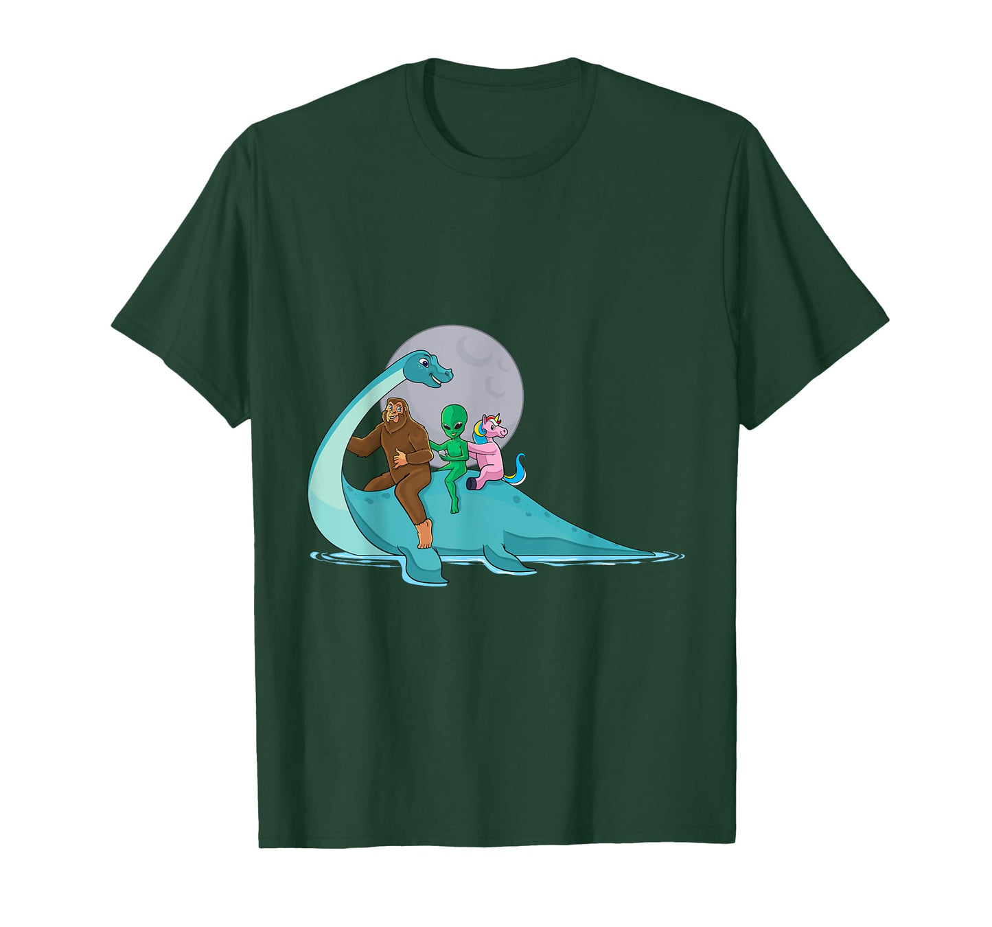 Alien Bigfoot Unicorn Riding Loch Ness Monster Cryptozoology T-Shirt