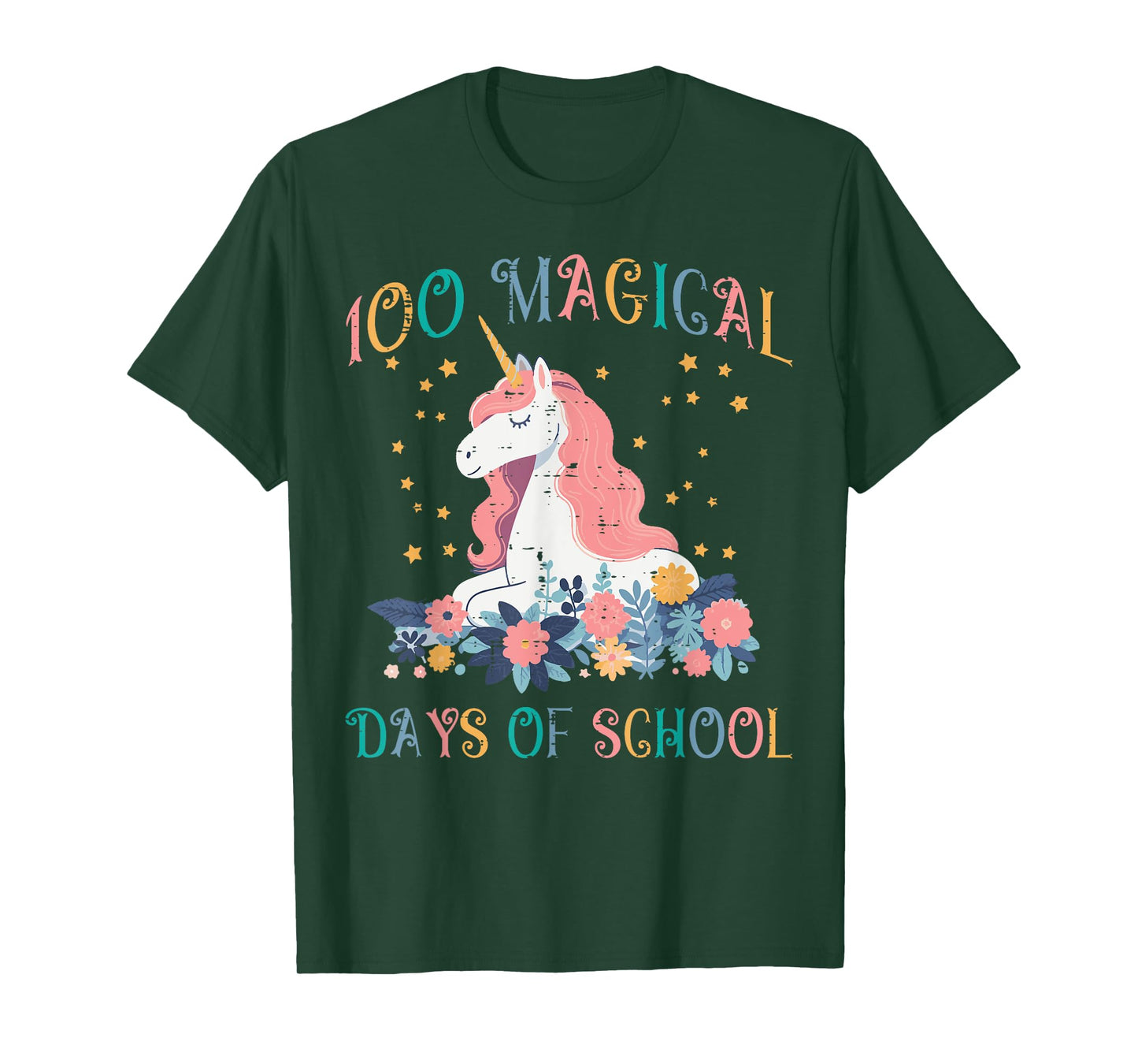 Unicorn 100 Magical Days School 100th Day Toddler Girls Kids T-Shirt