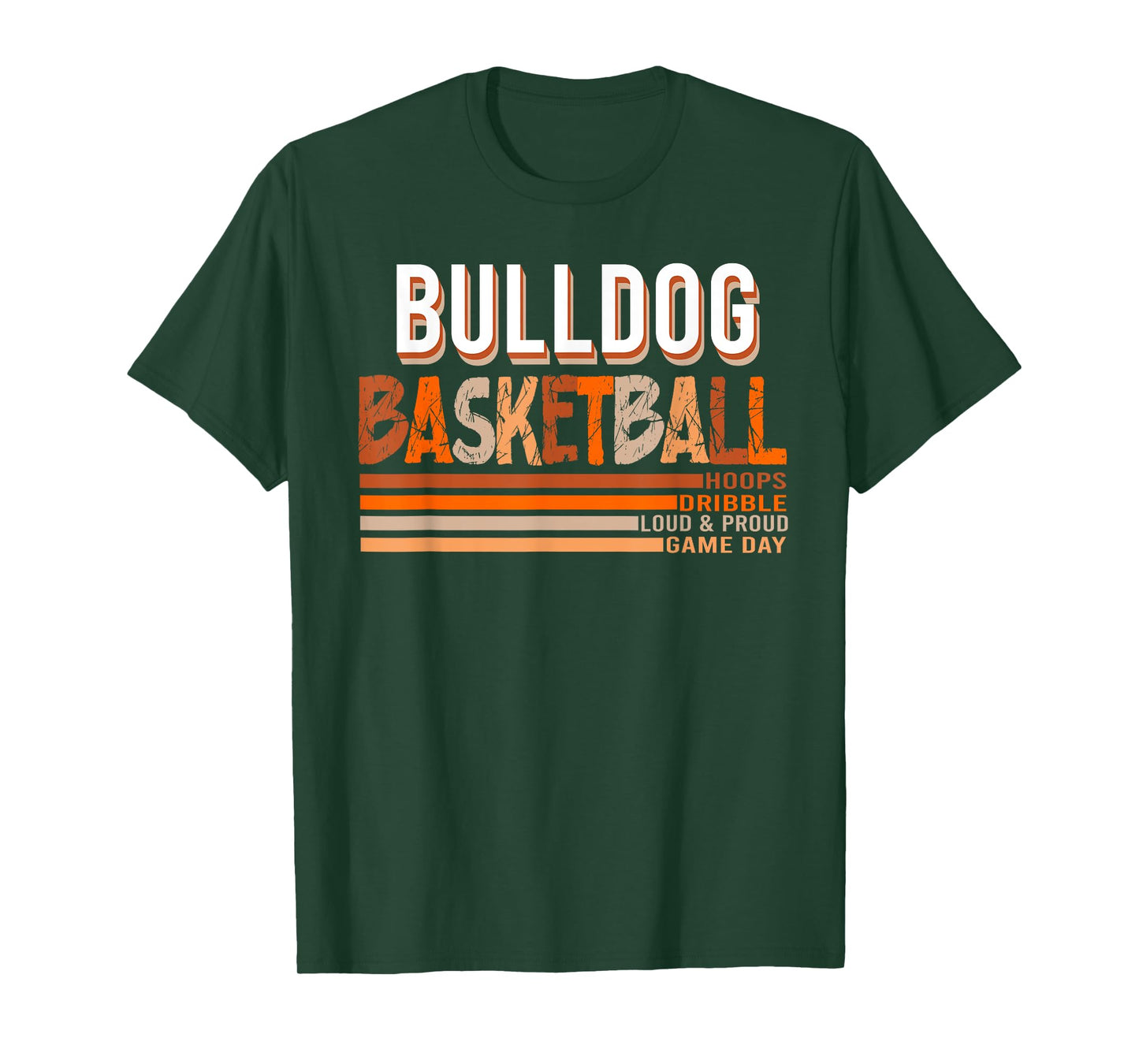 Bulldogs School Spirit Orange Black Retro Basketball Bulldog Men Women Kids T-Shirt